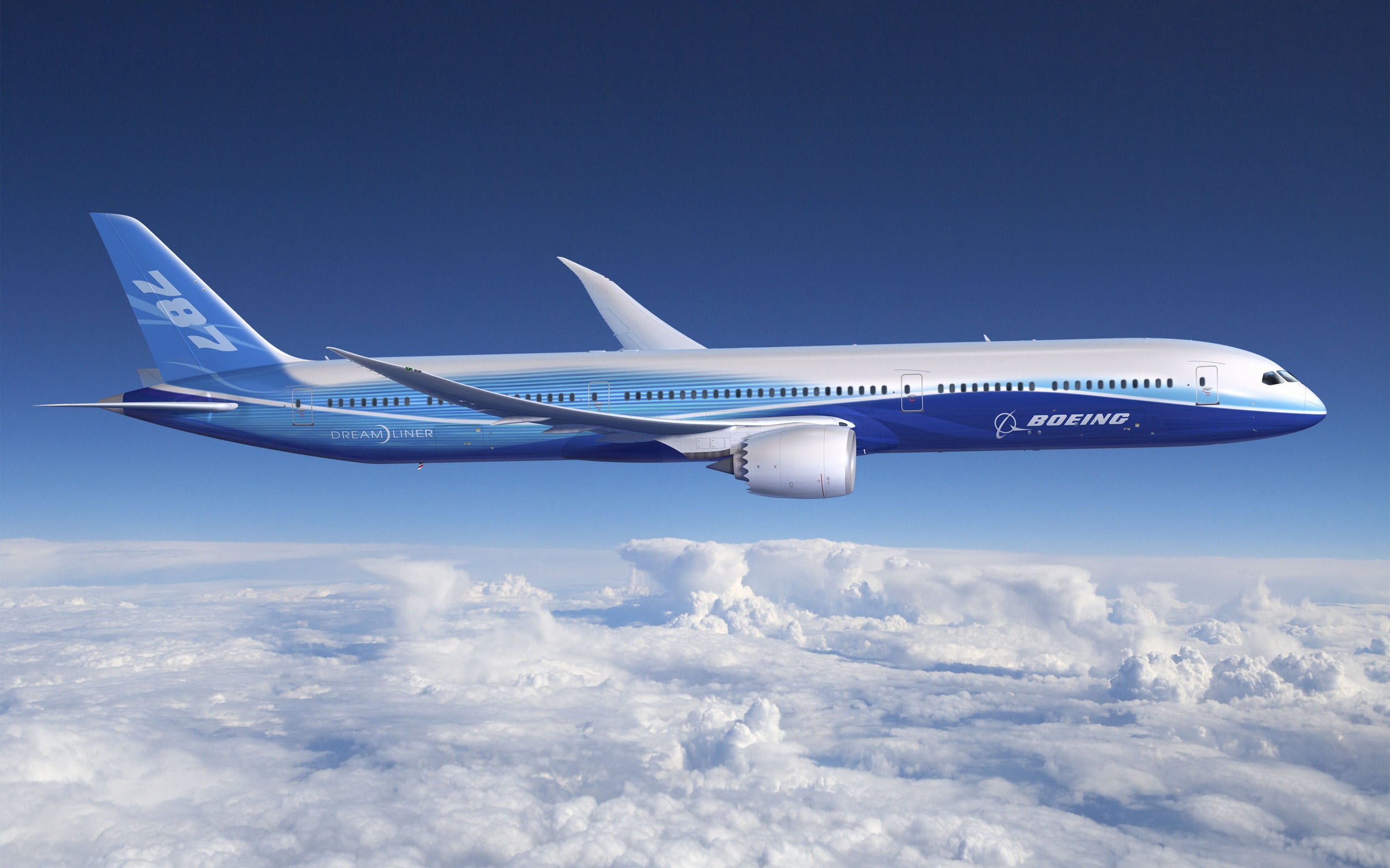 white and blue Boeing 787 passenger plane, aviation, dreamliner