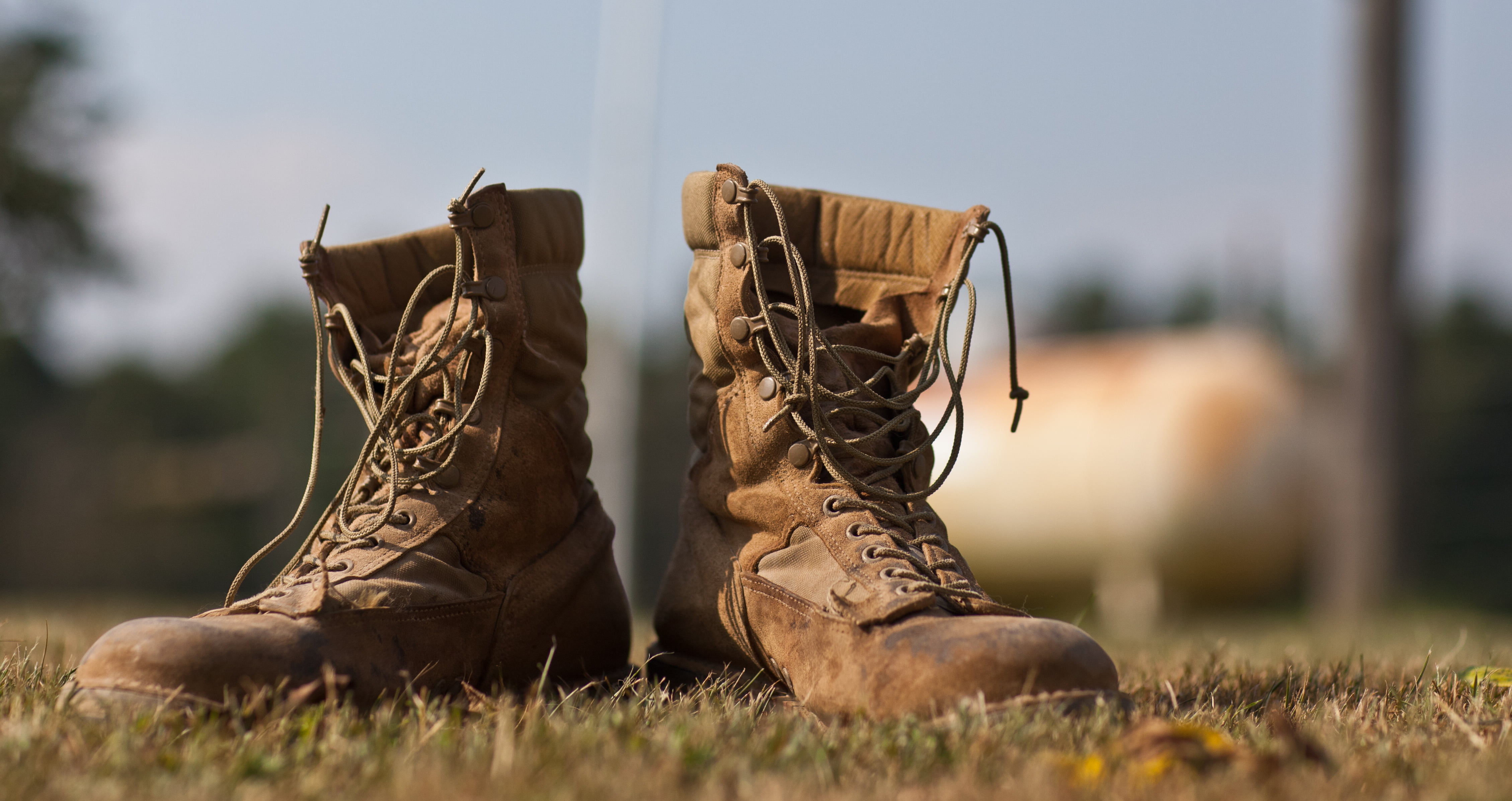 selective focus of jungle boots on grass during daytime, Sgt.