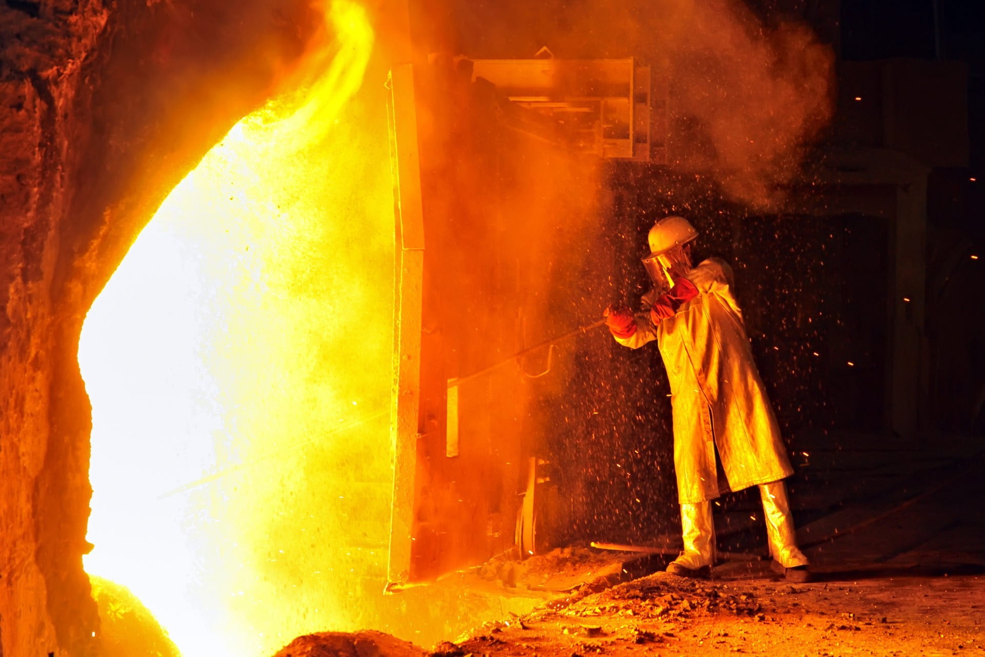 industrial, burning, fire, one person, fire - natural phenomenon