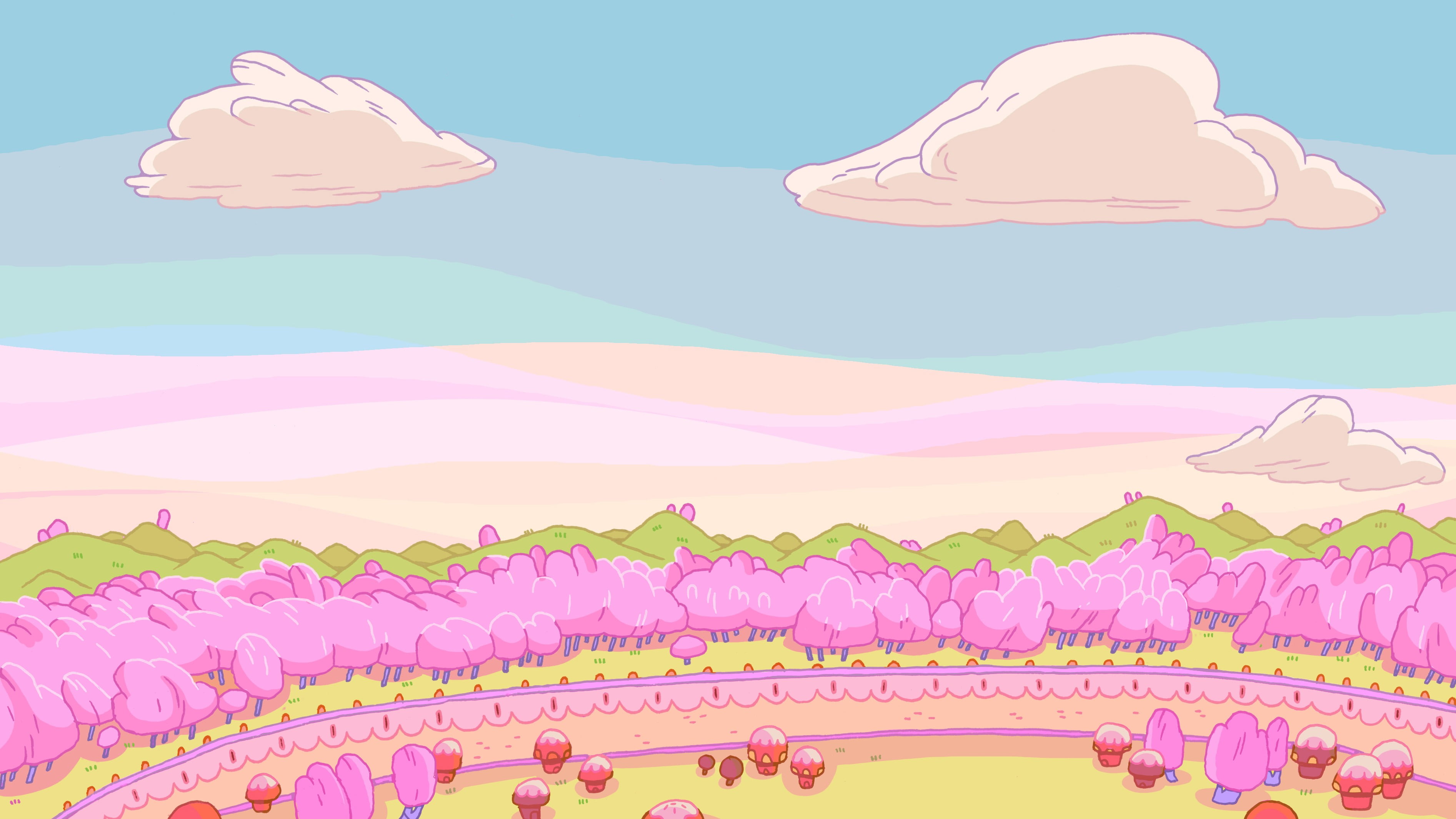 pink and white forest illustration, Adventure Time, cartoon, pink color