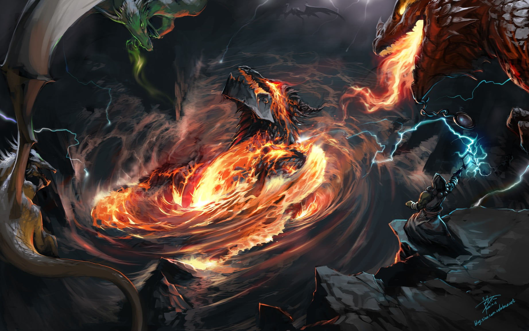 dragons wallpaper, World of Warcraft: Cataclysm, no people, heat - temperature