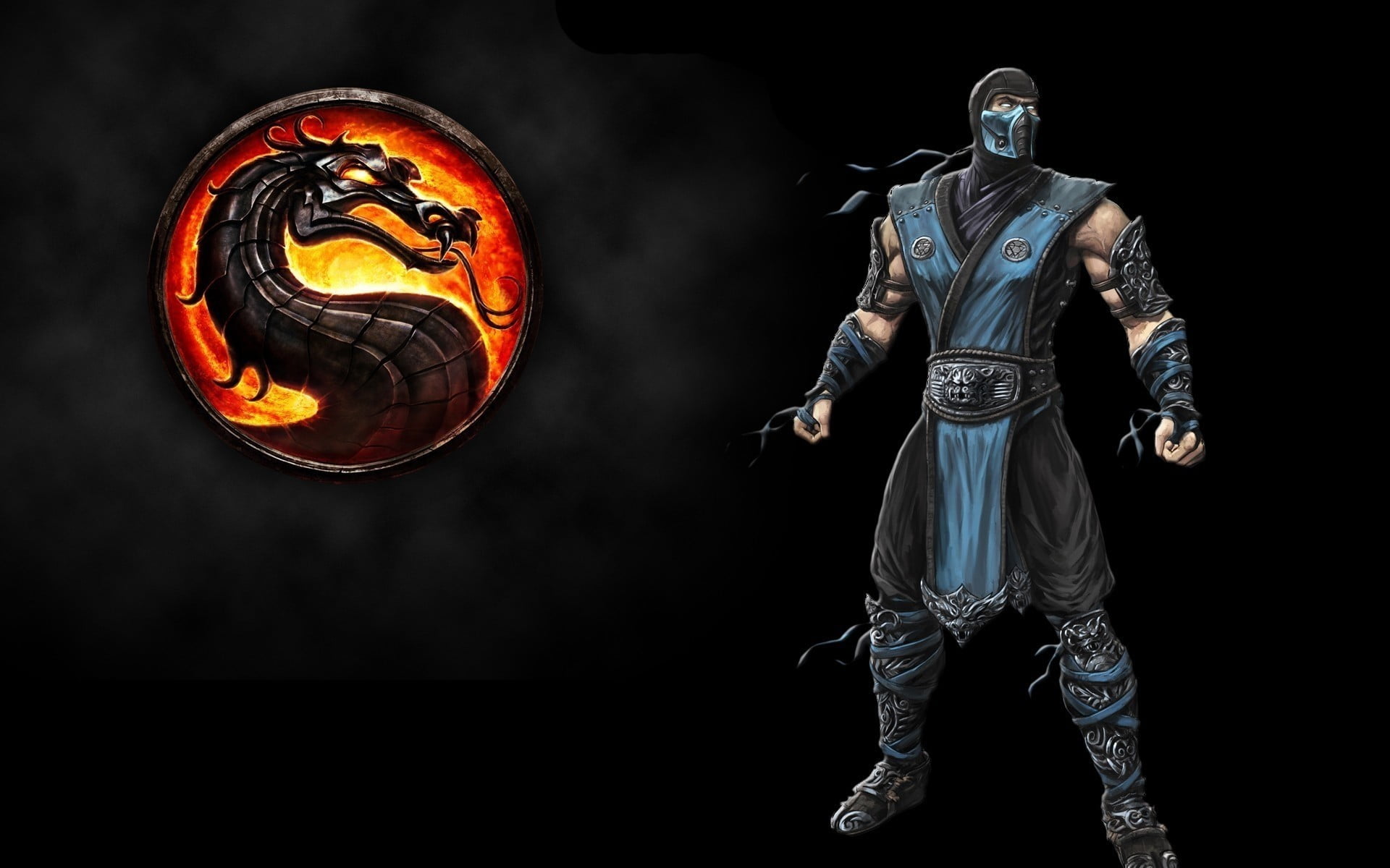 Mortal Kombat Sub-Zero illustration, fire, flame, ice, logo, game