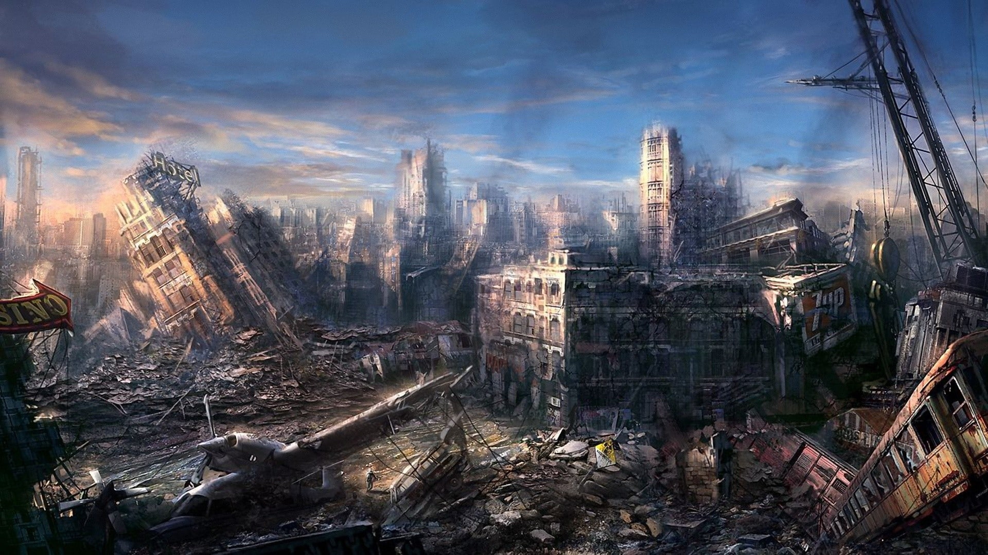 ruins cityscapes postapocalyptic artwork 1920x1080  Nature Cityscapes HD Art