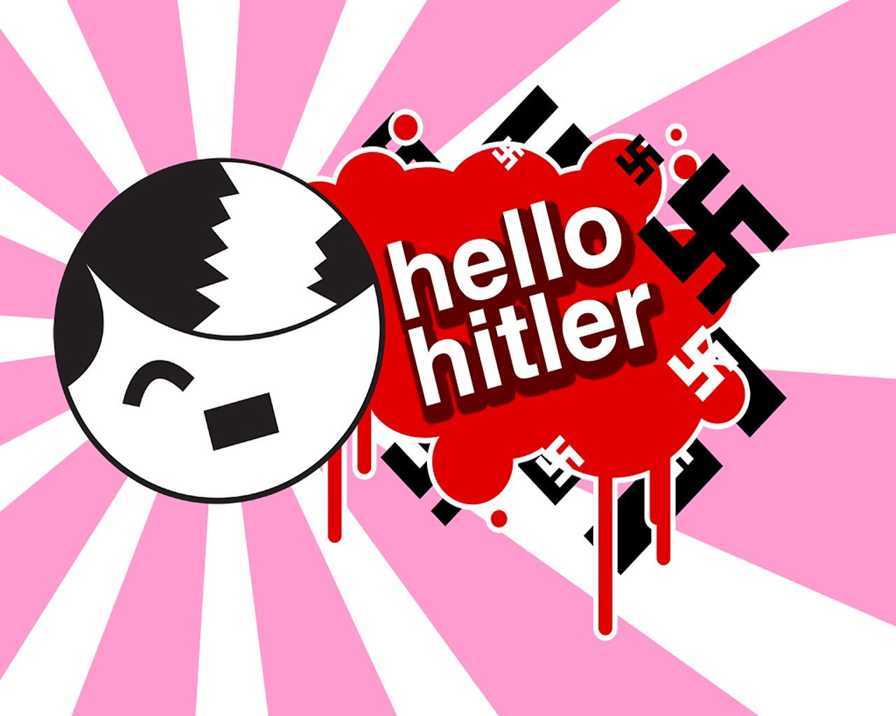 Humor, Dark, Cartoon, Hello Kitty, Nazi, communication, symbol