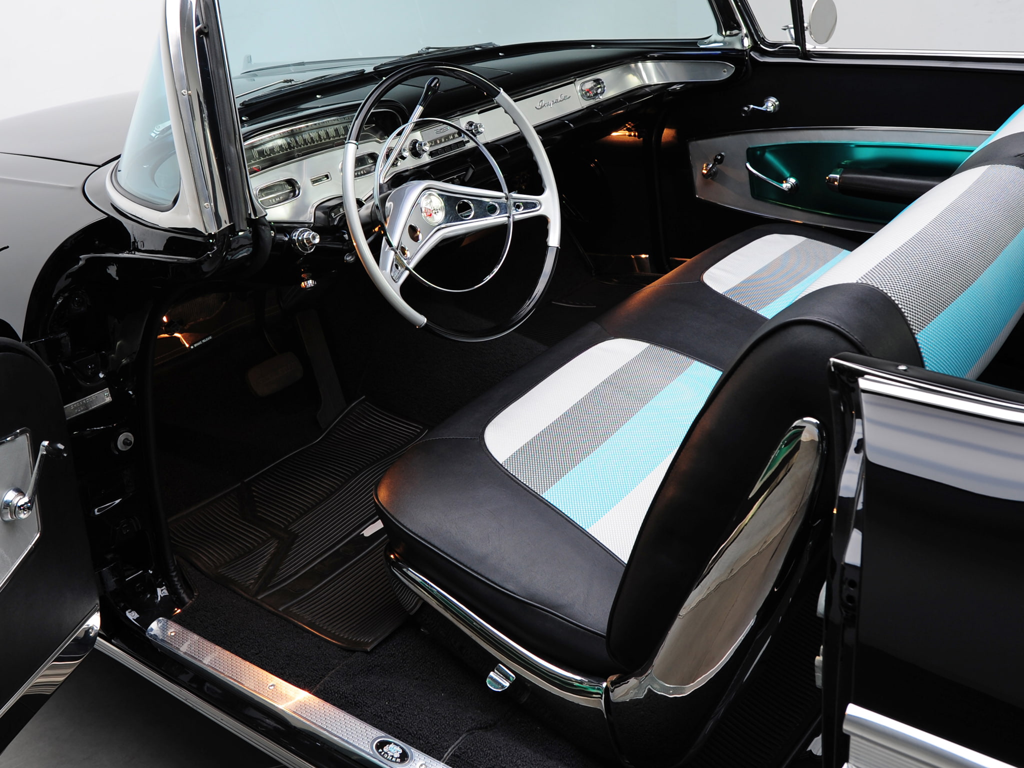 1958, 348, air, bel, chevrolet, convertible, impala, interior