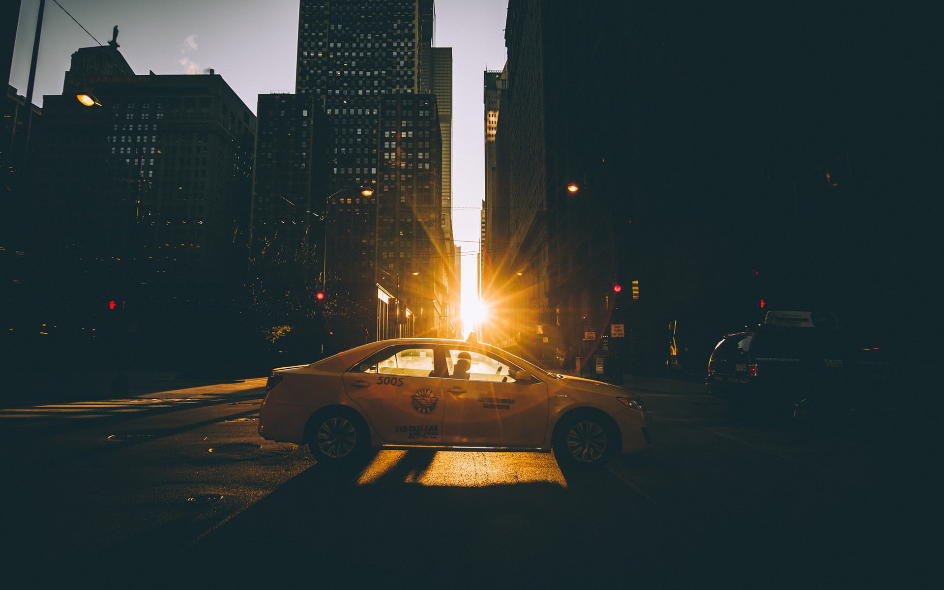 city, taxi, sunlight