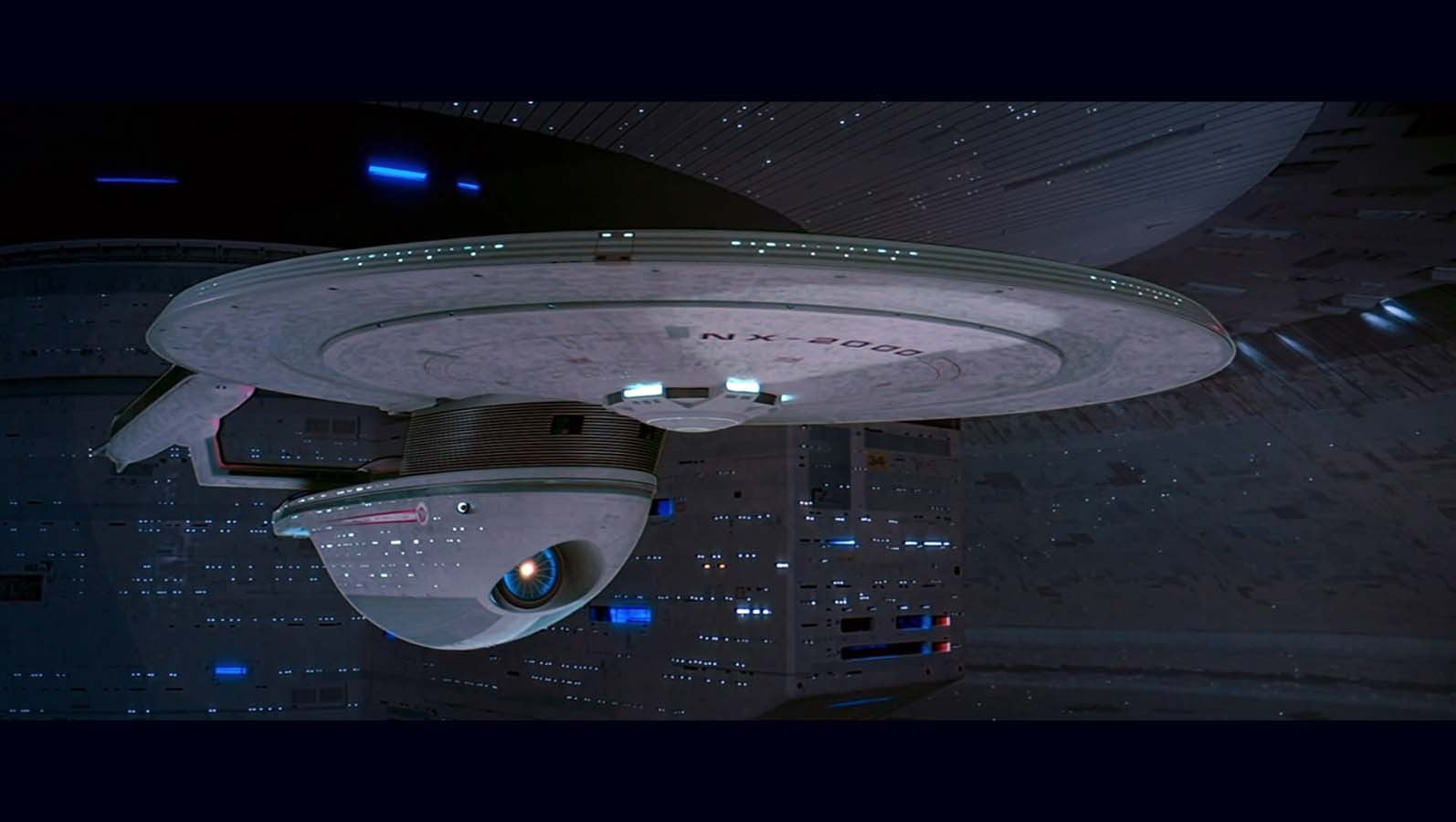 grey spacecraft illustration, Star Trek, USS Excelsior, night