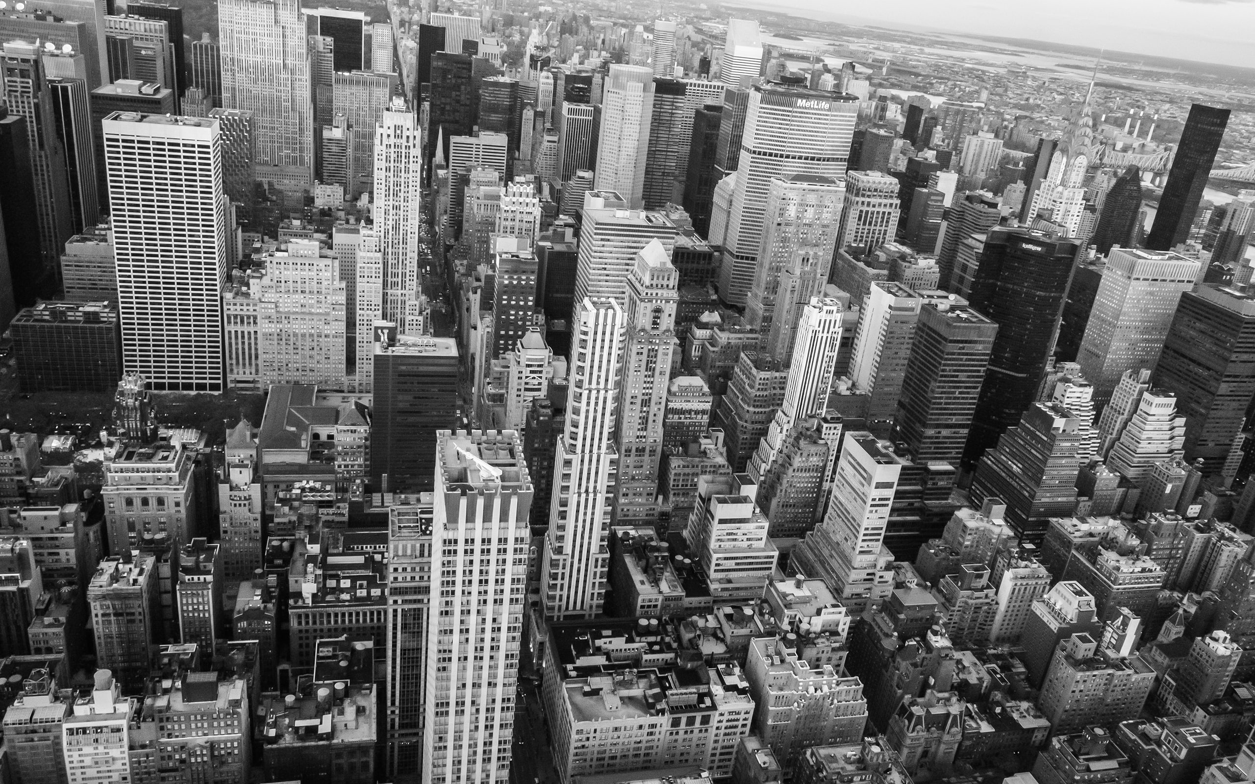 Buildings Skyscrapers New York BW HD, cityscape