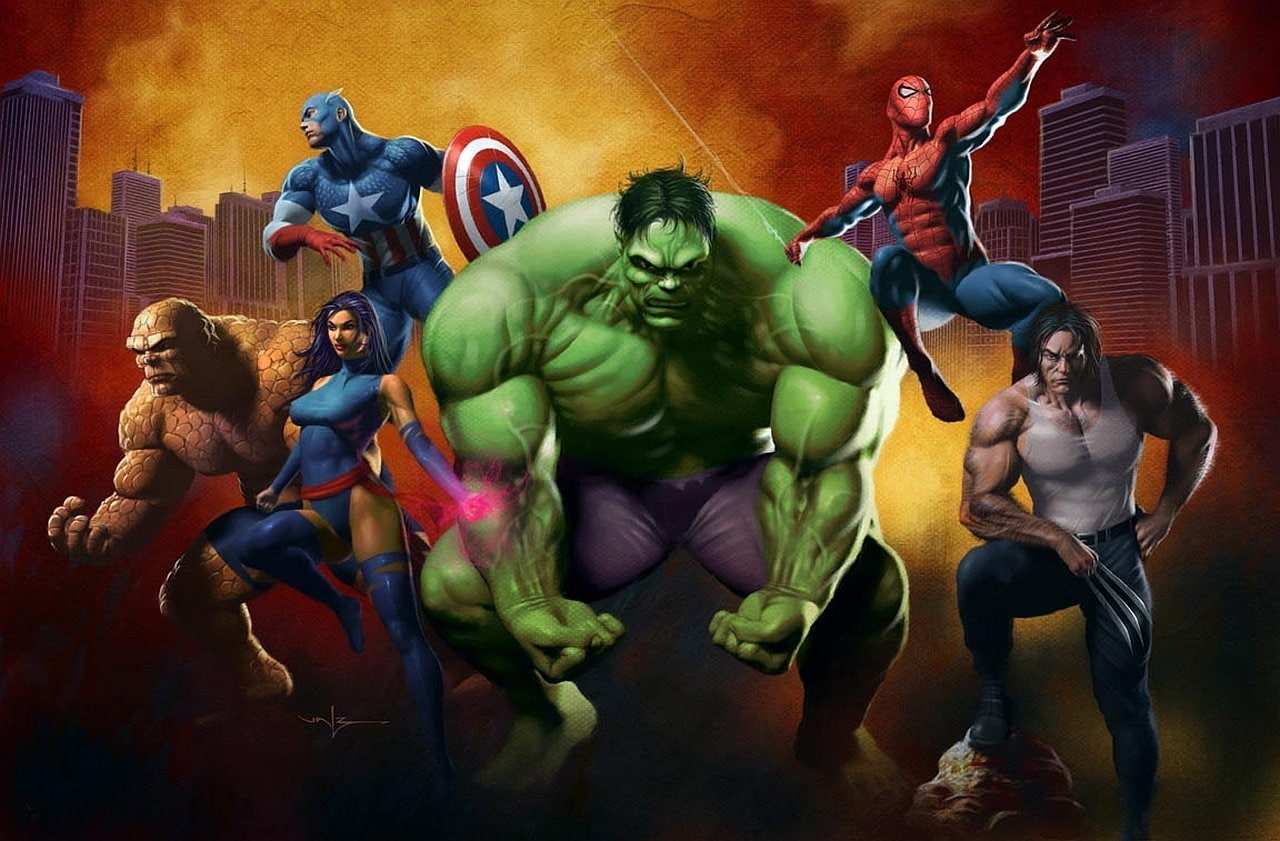Comics, Marvel Comics, Captain America, Hulk, Psylocke (Marvel Comics)