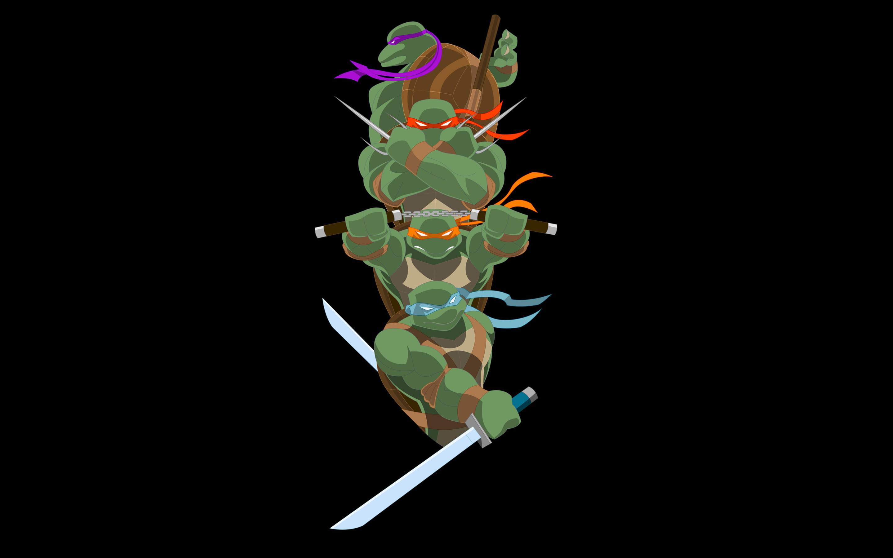 TMNT vector art, teenage mutant ninja turtles, minimalism, flower