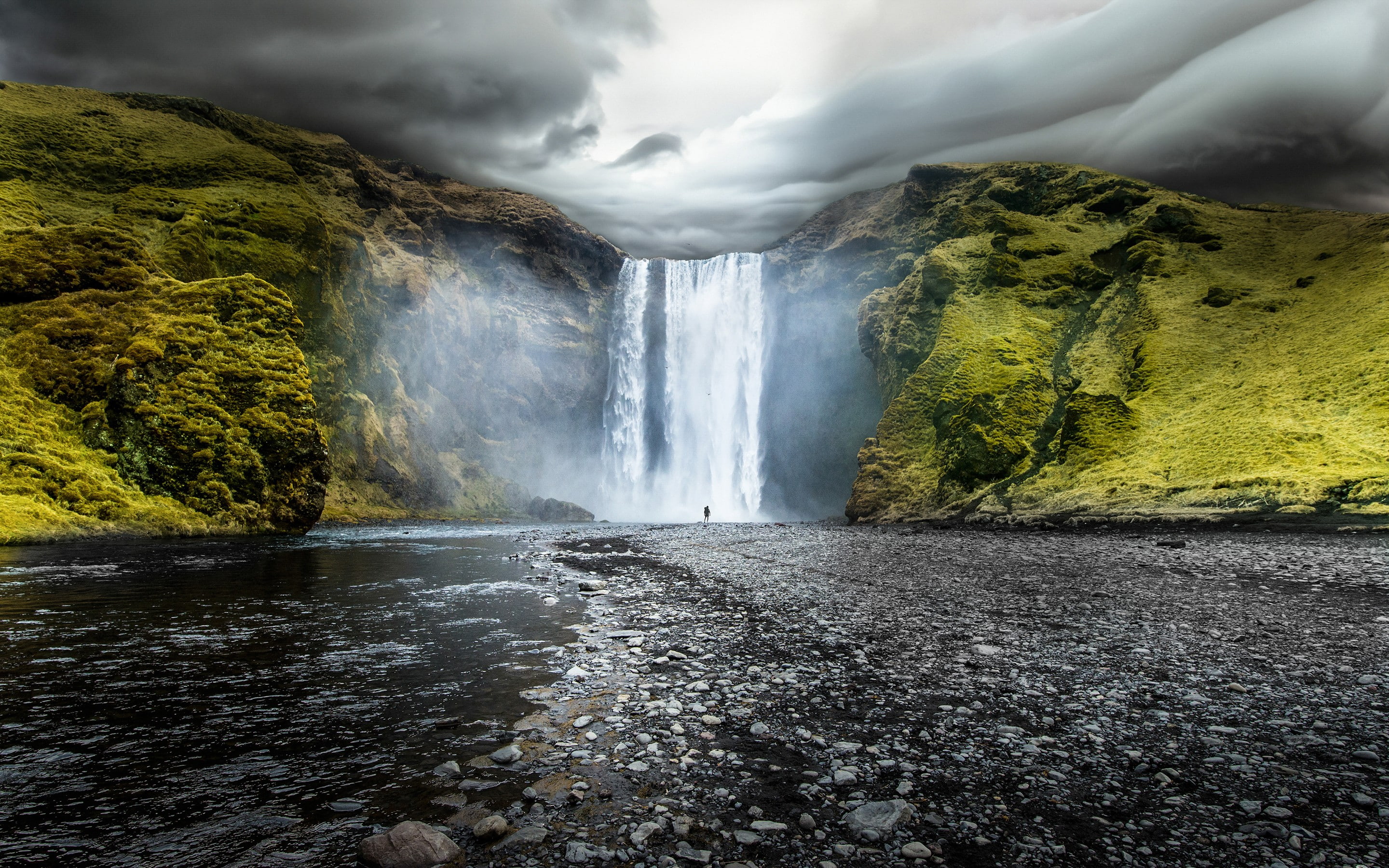 nature, Iceland, landscape, waterfall, Skogafoss Waterfalls