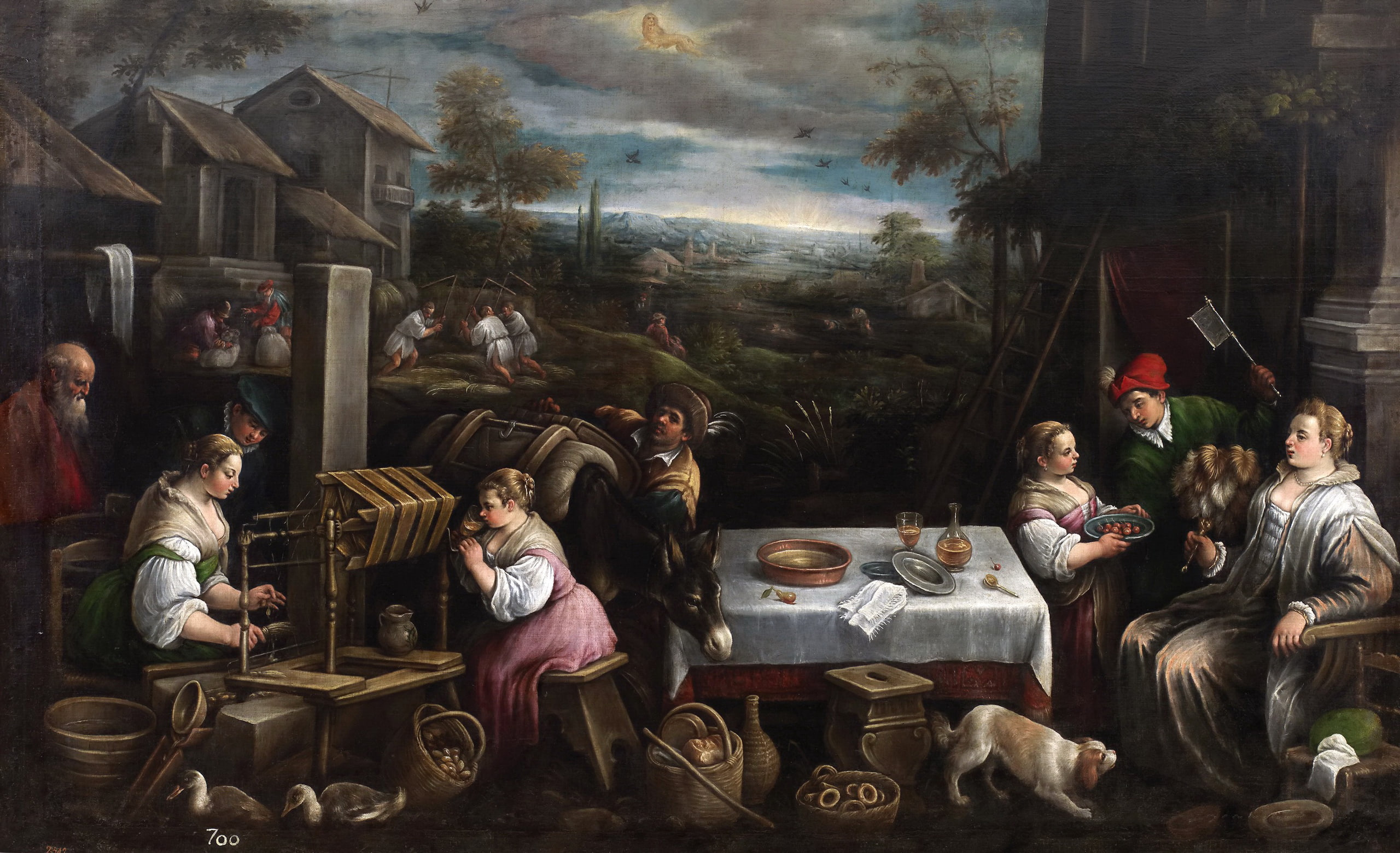 table, people, picture, yard, life, June, genre, Francesco Bassano