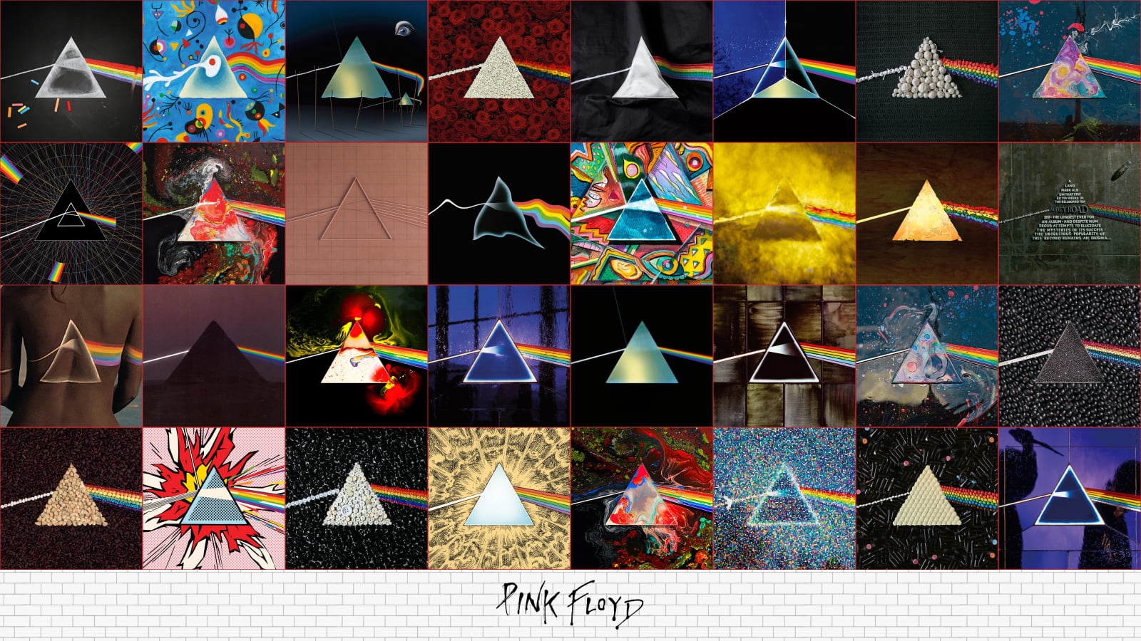 Pink Floyd, music, The Dark Side of the Moon, collage, multi colored
