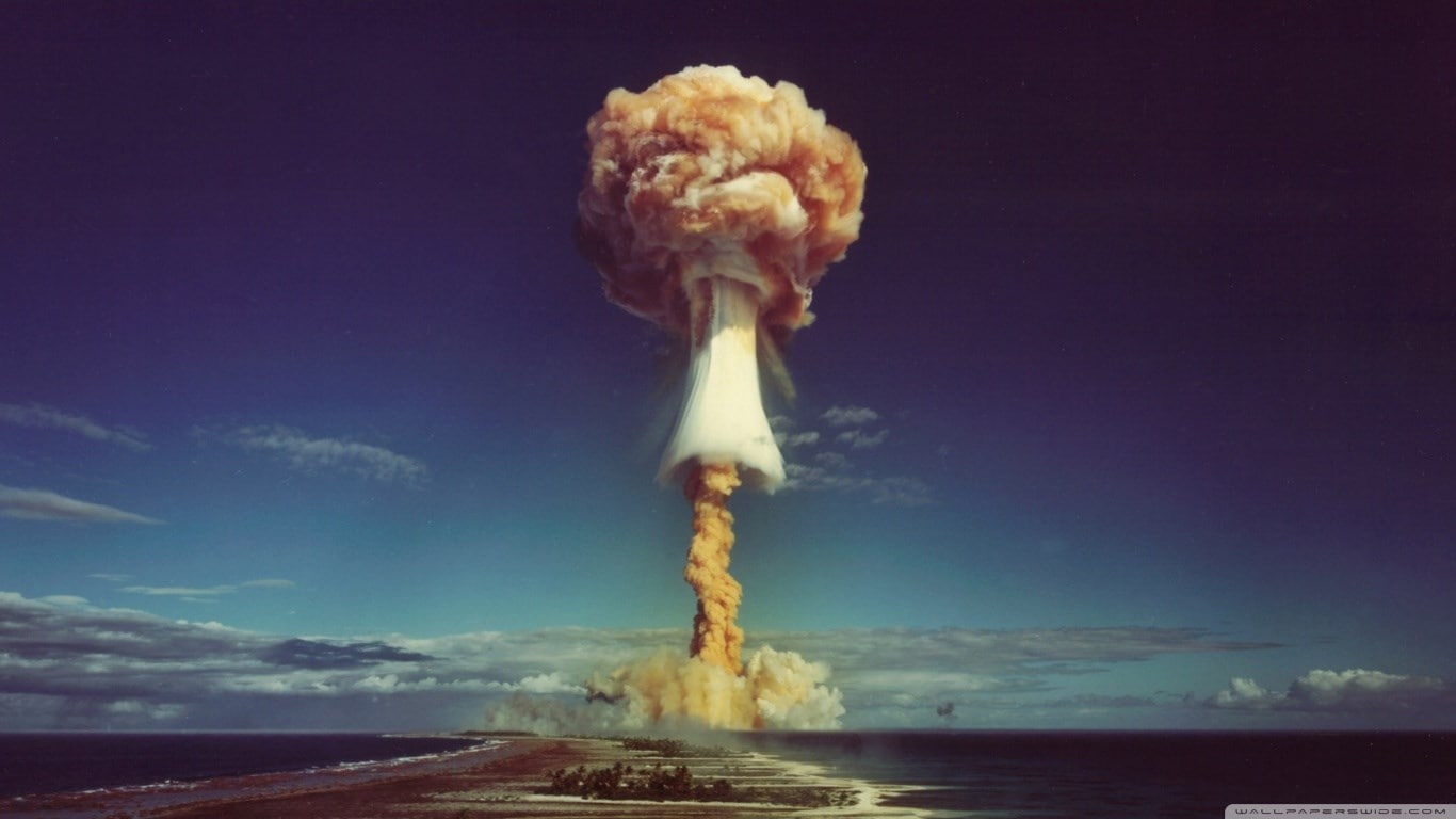explosion, sky, cloud - sky, sea, water, nature, exploding