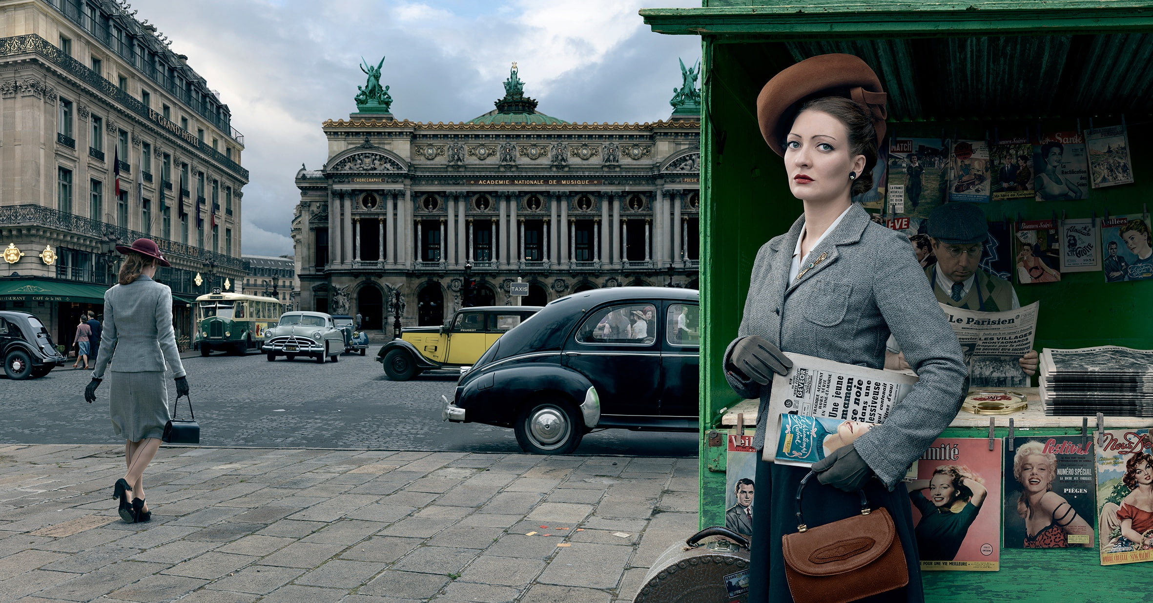 1954 (Year), women, cityscape, vintage, car, Paris