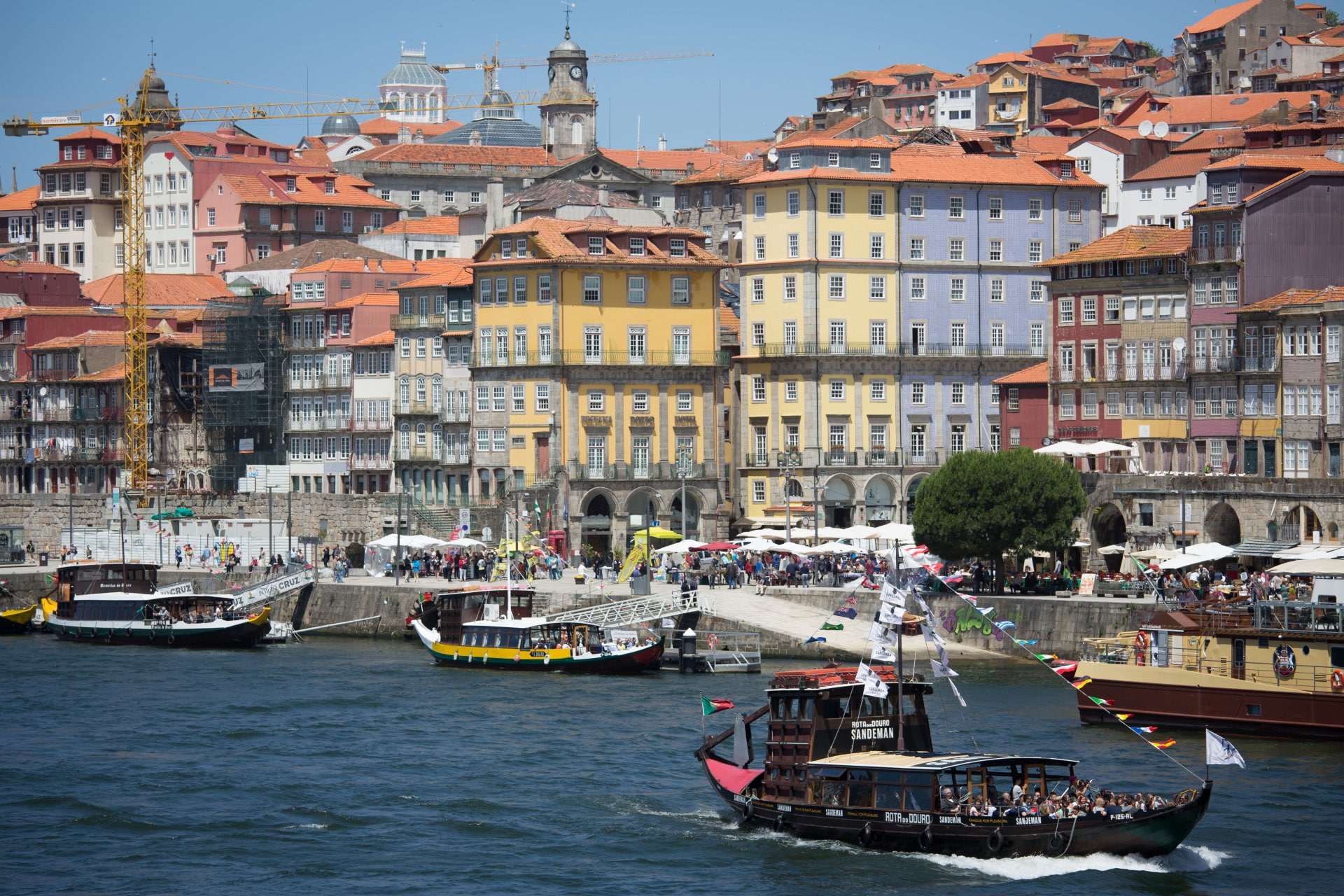 Cities, Porto, Crane, House, Portugal, Quay, River