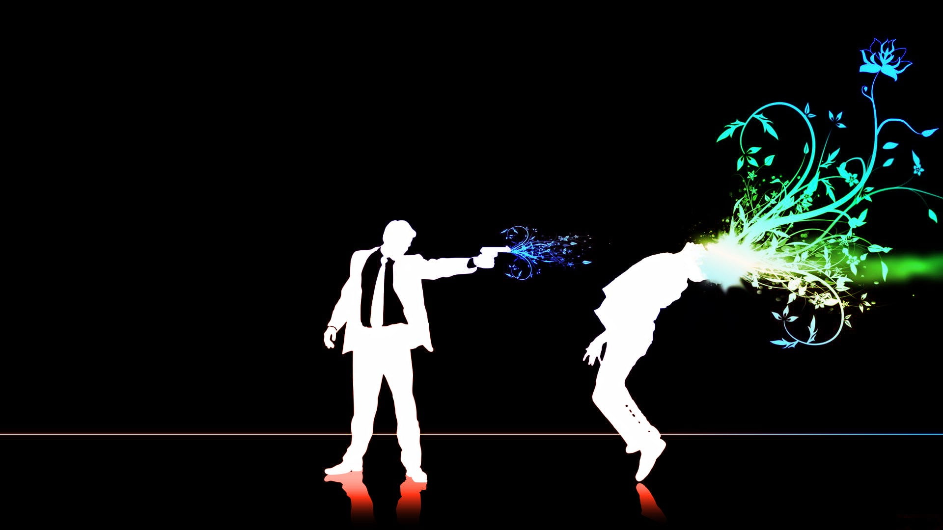 man in suit jacket firing gun illustration, abstract, shooting