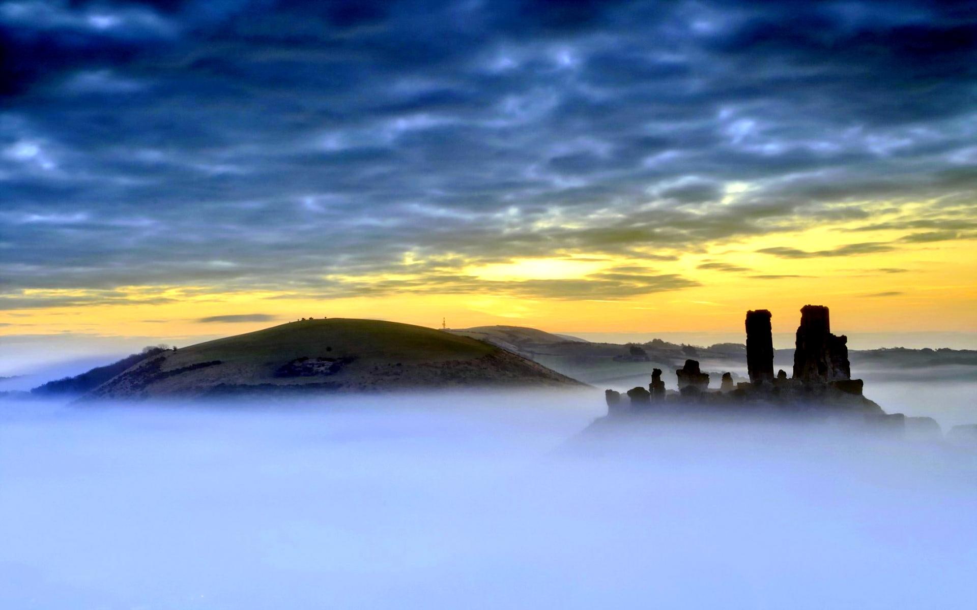 Free download | HD wallpaper: Castle In The Mist, landscape, corfe ...