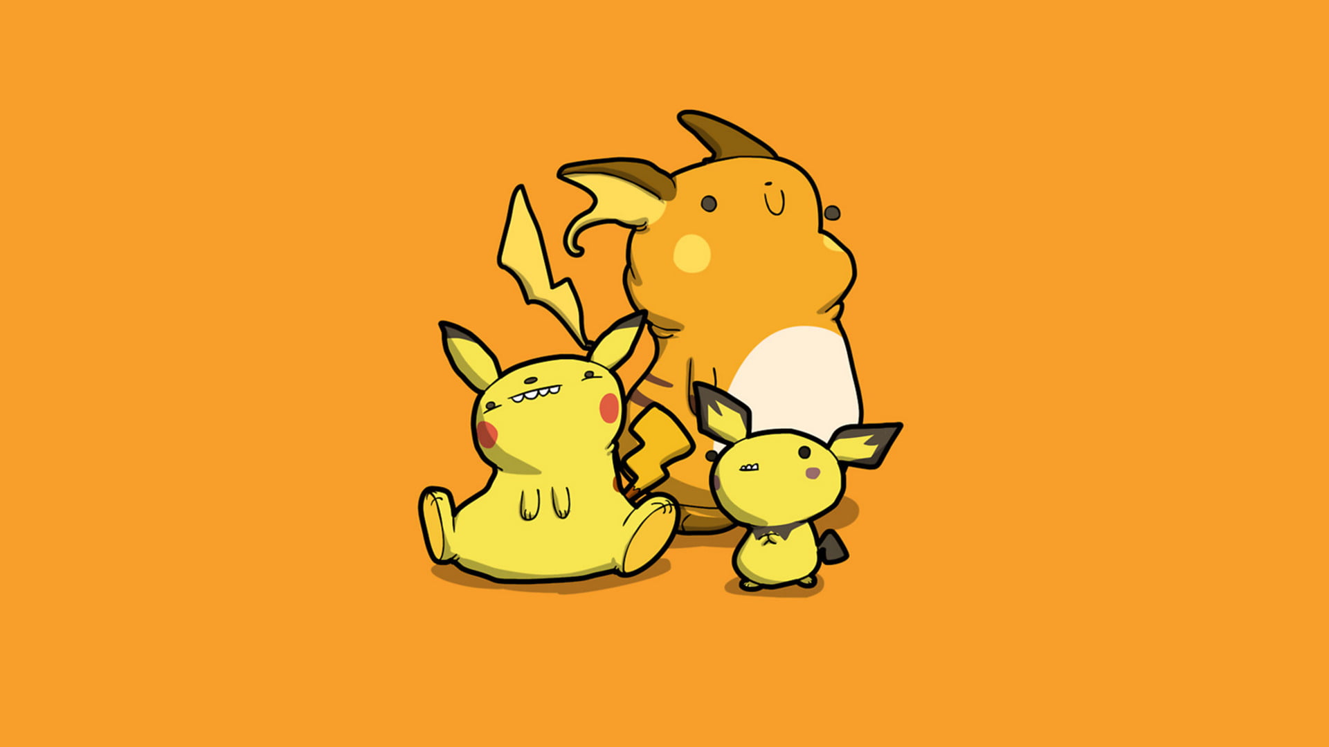 Pokémon, Pichu (Pokémon), Pikachu, Raichu (Pokémon), colored background