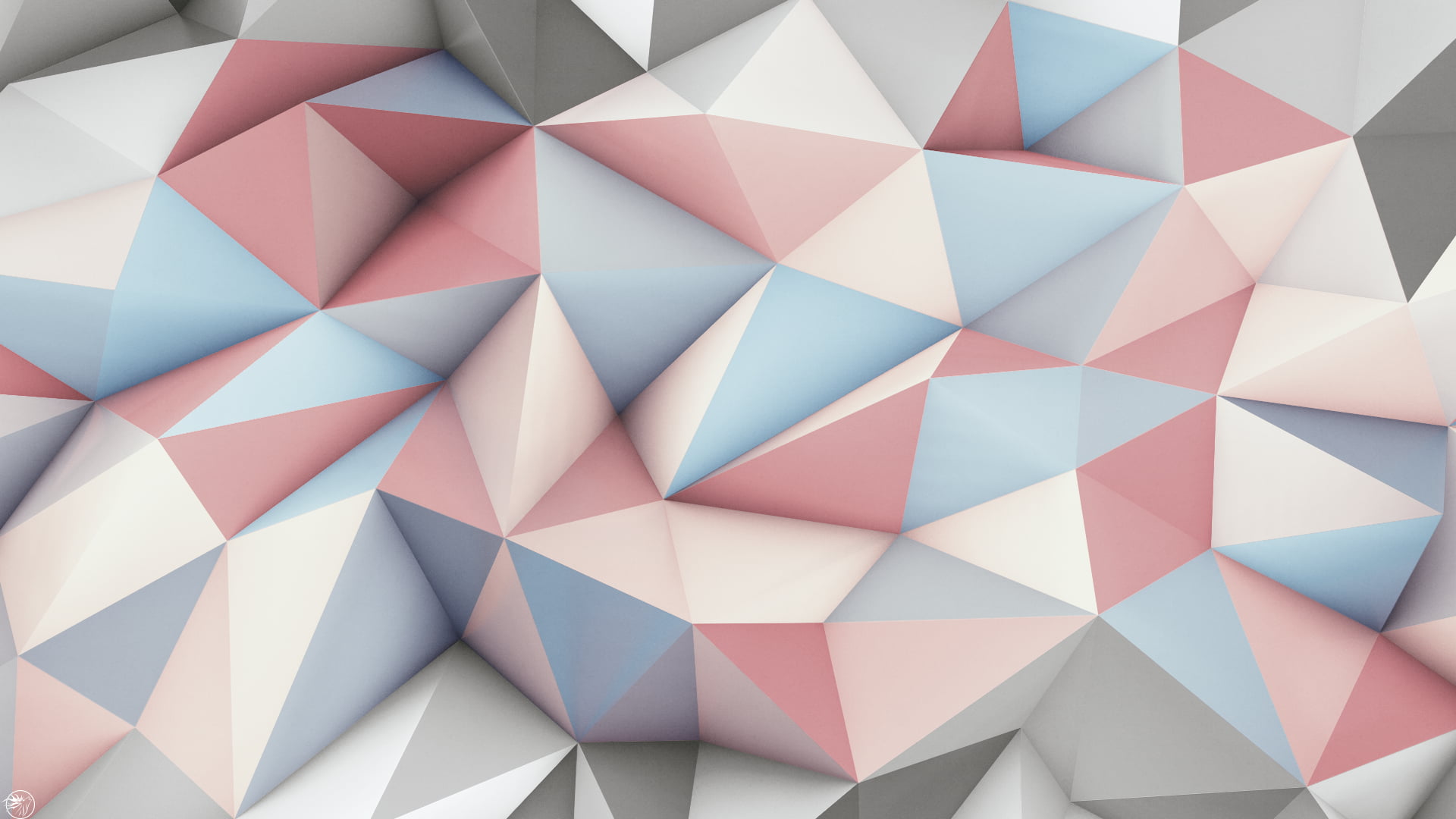 pink, gray, and beige mosaic wallpaper, abstract, 3D, geometry