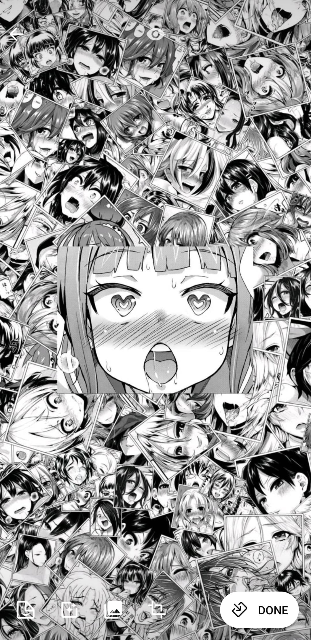 anime, anime girls, monochrome, digital art, ahegao