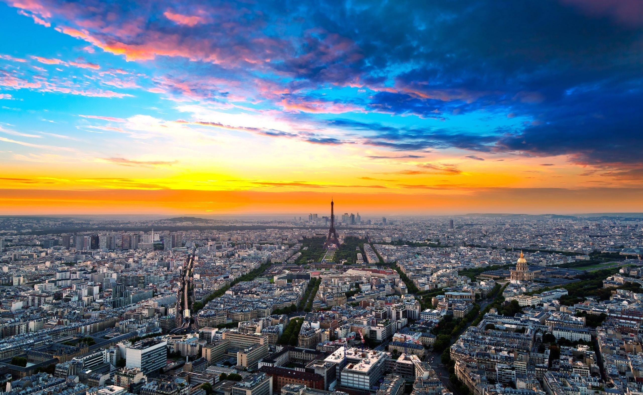 Paris Cityscape, aerial shot of buildings, Europe, France, building exterior