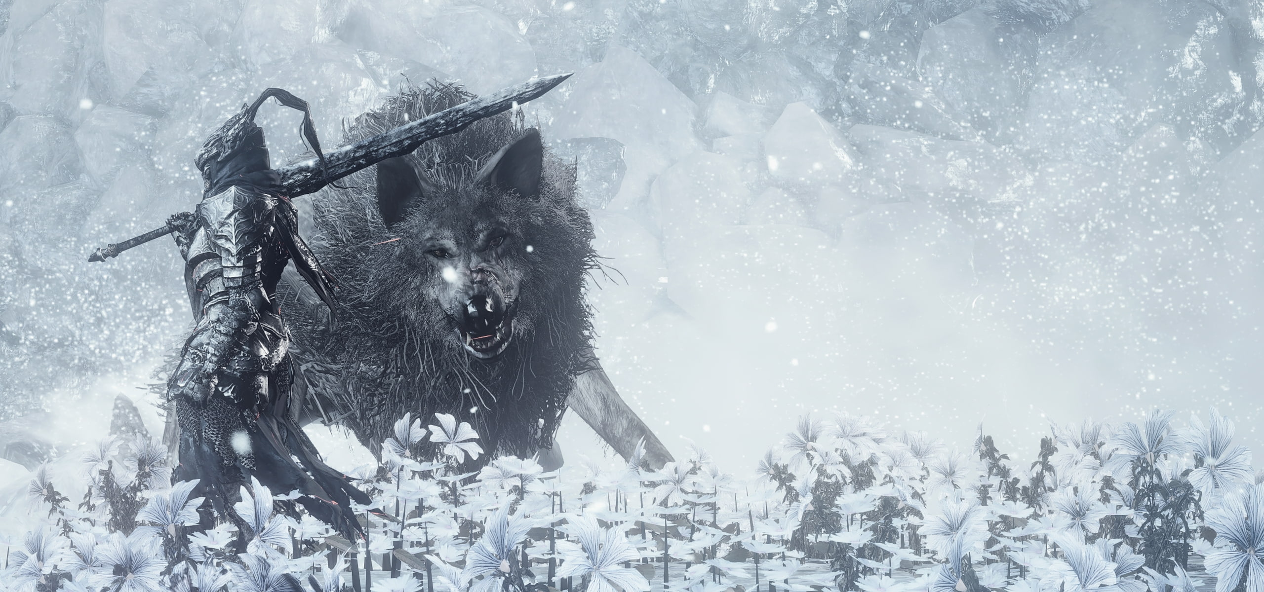dark souls iii, wolf, knight, sword, snow, monster, Games, cold temperature