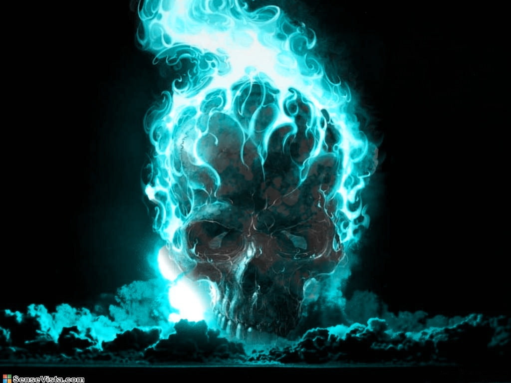 blue fire blue flame Blue skull higher resolution Abstract Fantasy HD Art
