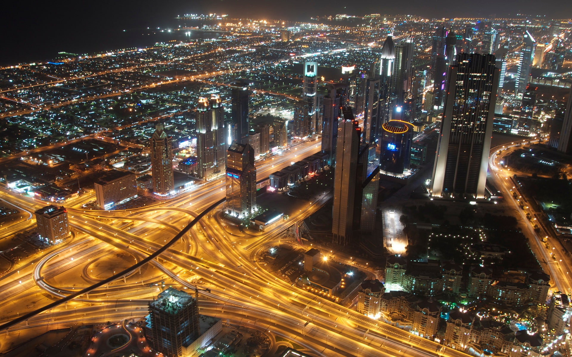 United Arab Emirates, Dubai, city, metropolis, skyscrapers, lights