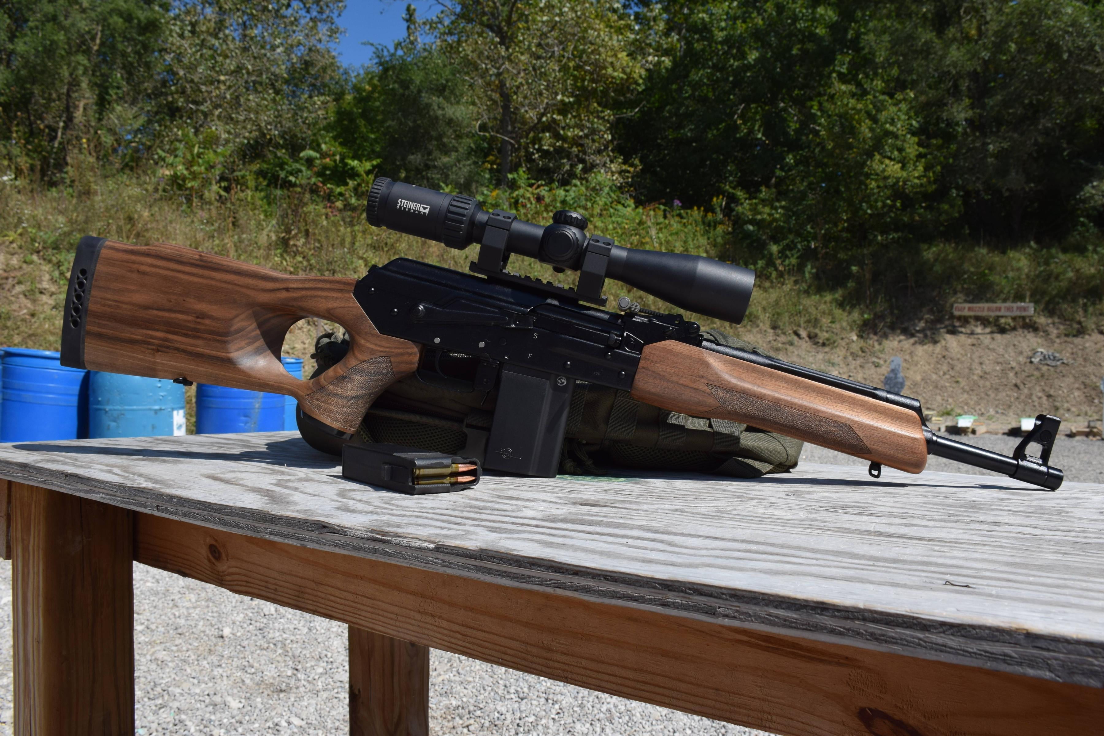 brown and black hunting rifle, weapons, optics, carabiner, self-loading