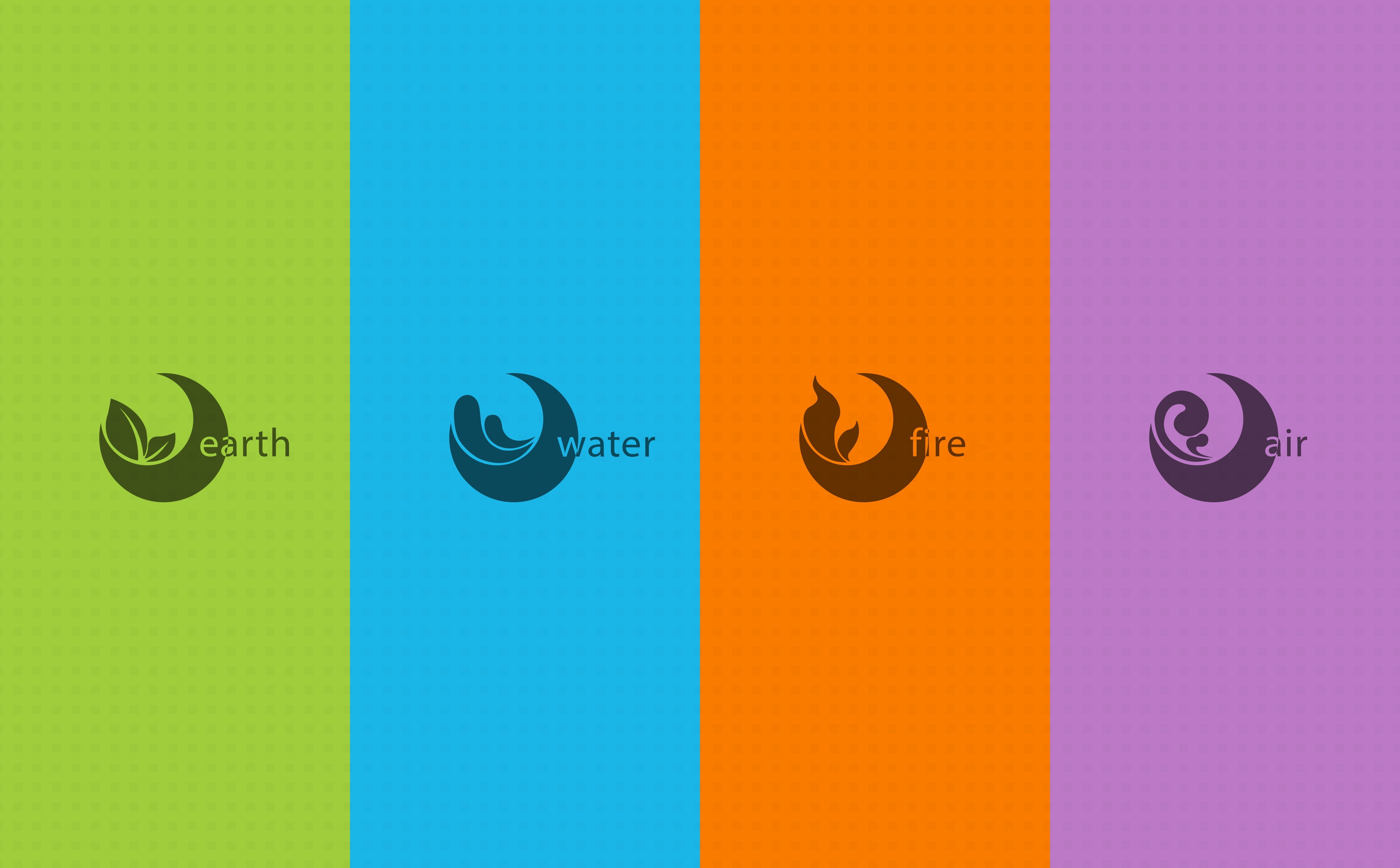 Nature Elements, four assorted-color elements logos, Aero, Patterns