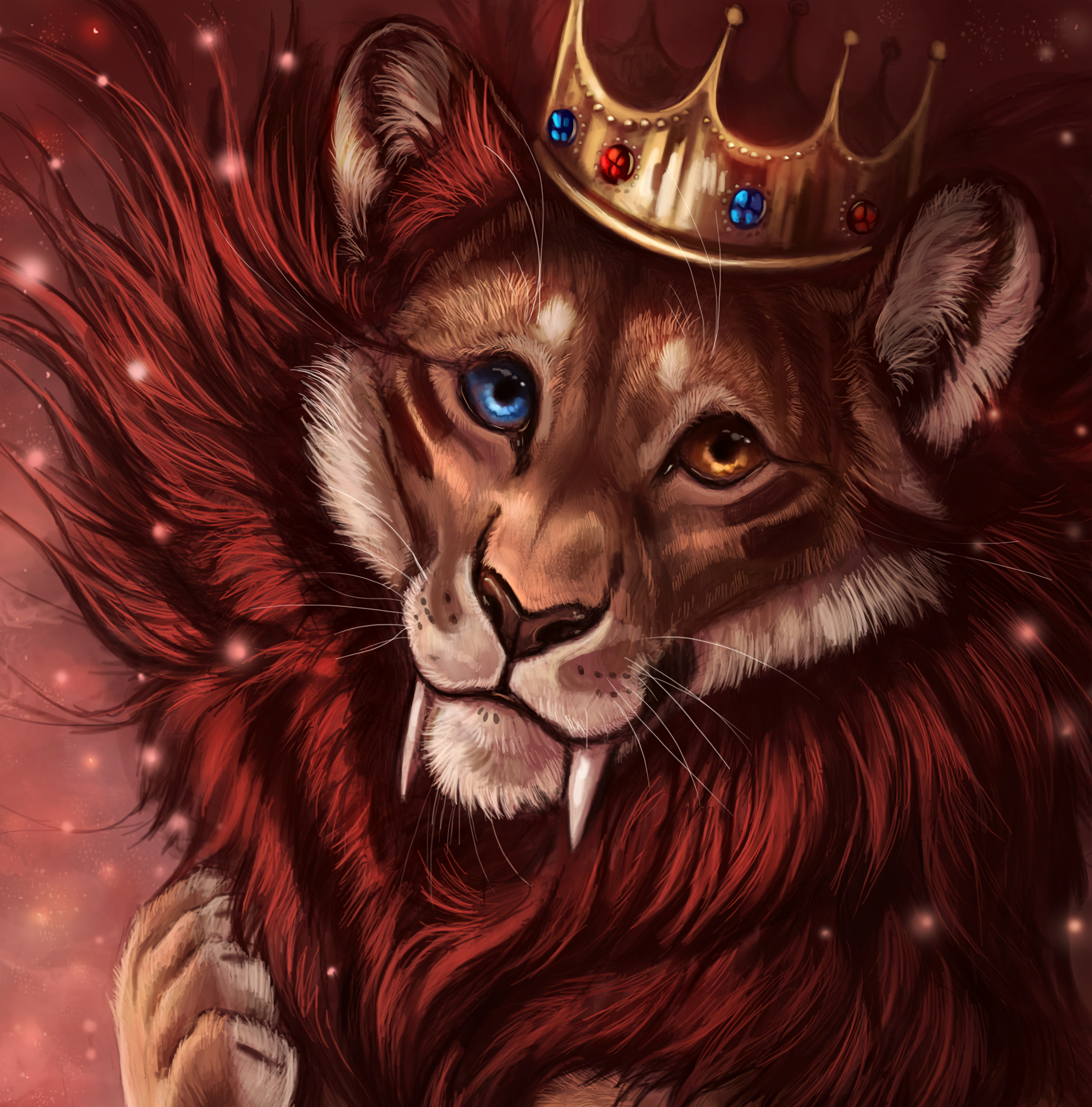 lion, crown, art, king of beasts