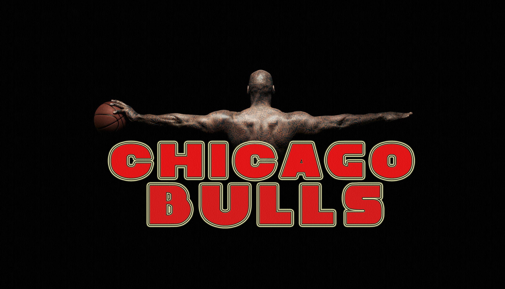 Chicago Bulls logo, Red, Black, The ball, Basketball, Background