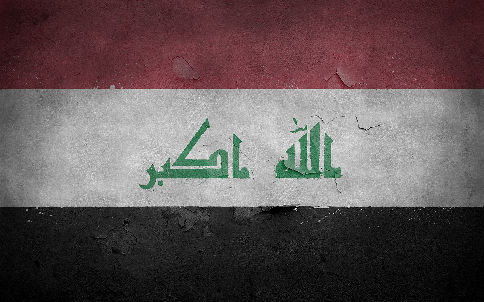 white, red, and black flag, iraq, texture, background, symbols