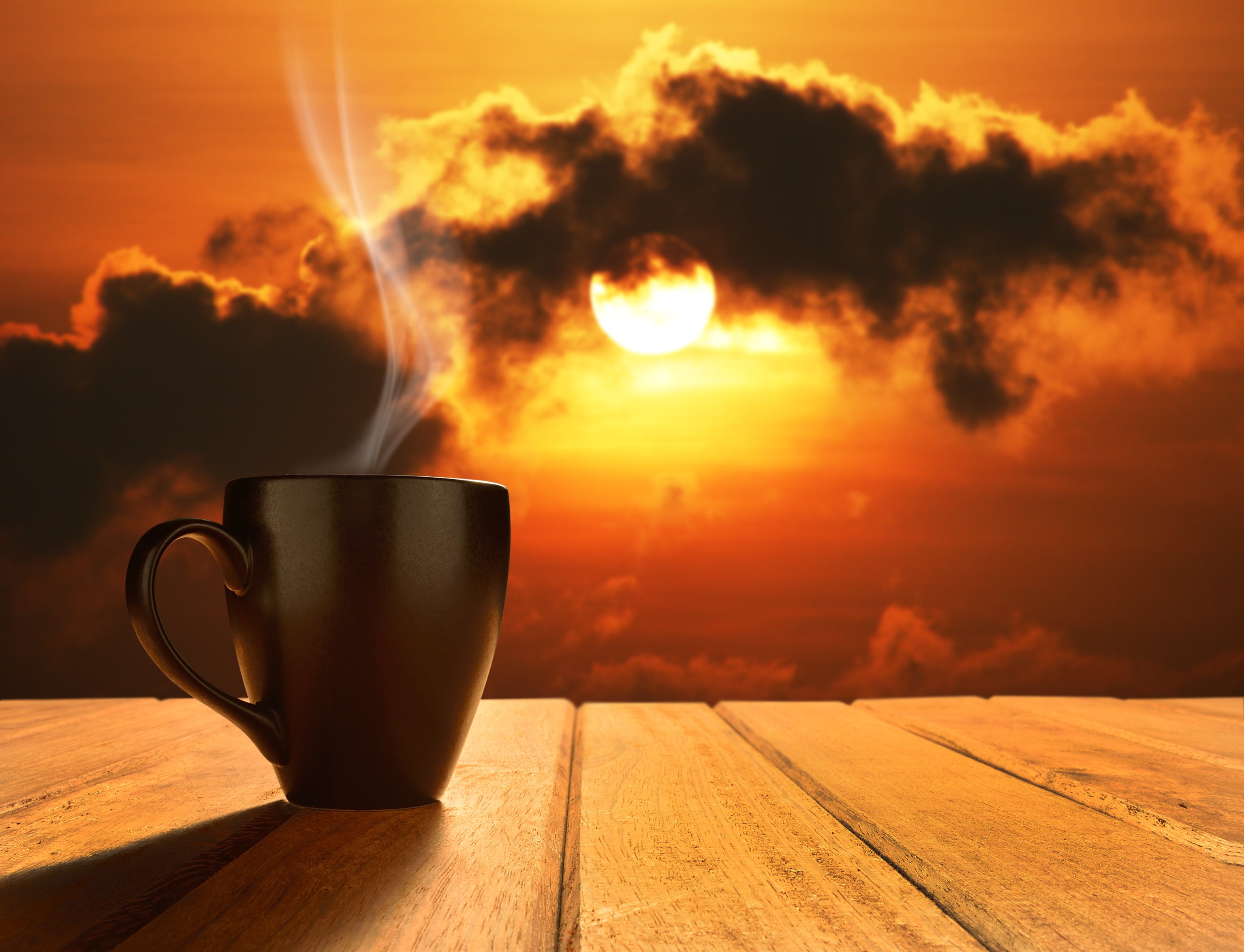 black mug, dawn, coffee, morning, Cup, hot, coffee cup, good morning