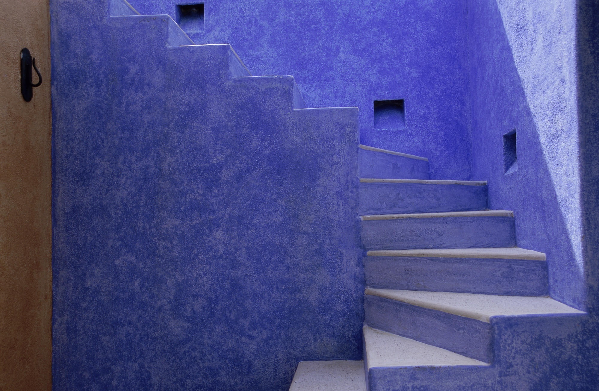 Costa Careyes, Mexico, Central America, blue concrete stairs