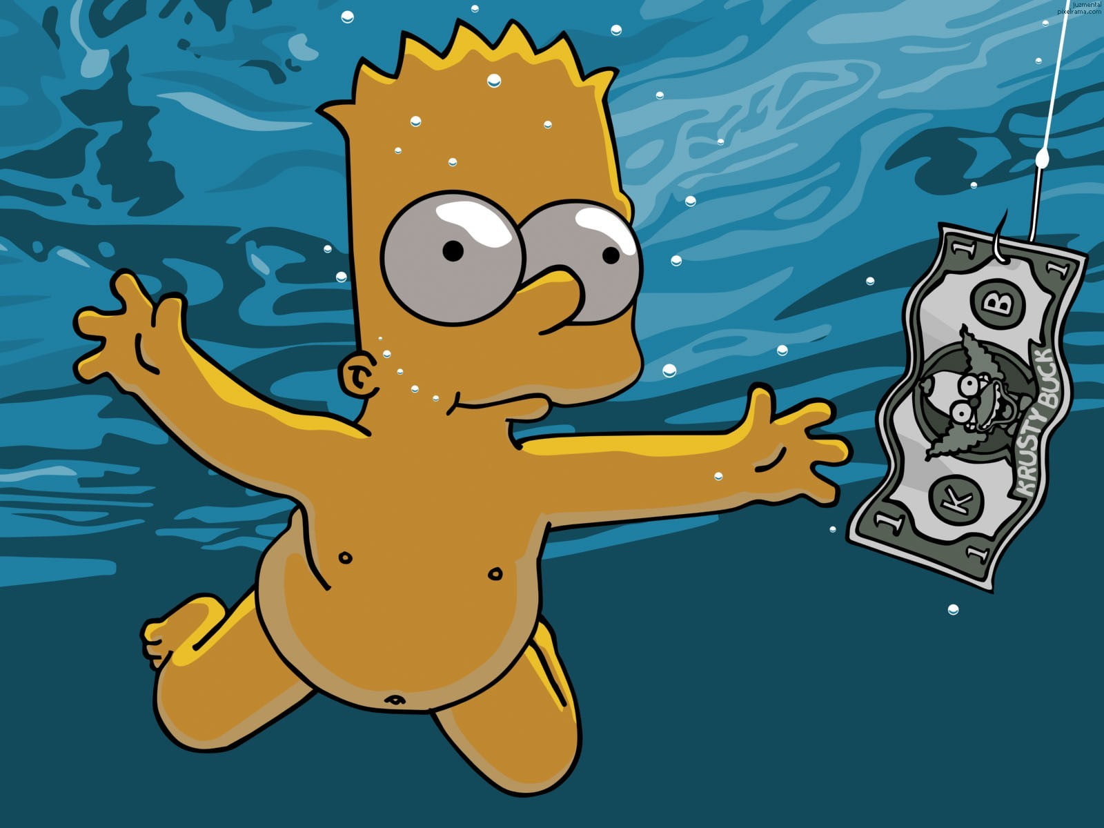 Bart Simpson, cartoon, The simpsons, Nevermind, Nirvana, illustration