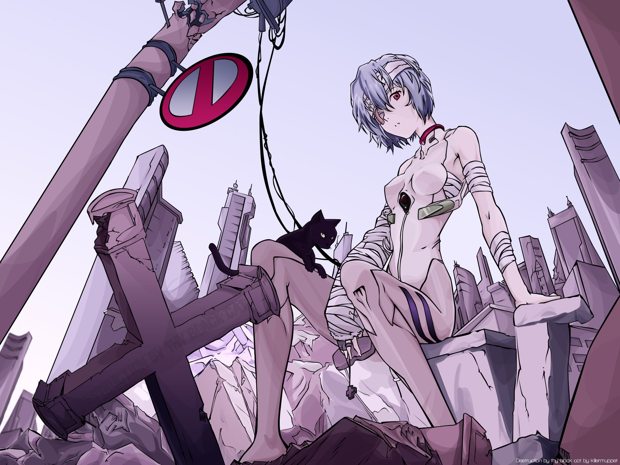 Neon Genesis Evangelion, Ayanami Rei, bandage, one person, arts culture and entertainment