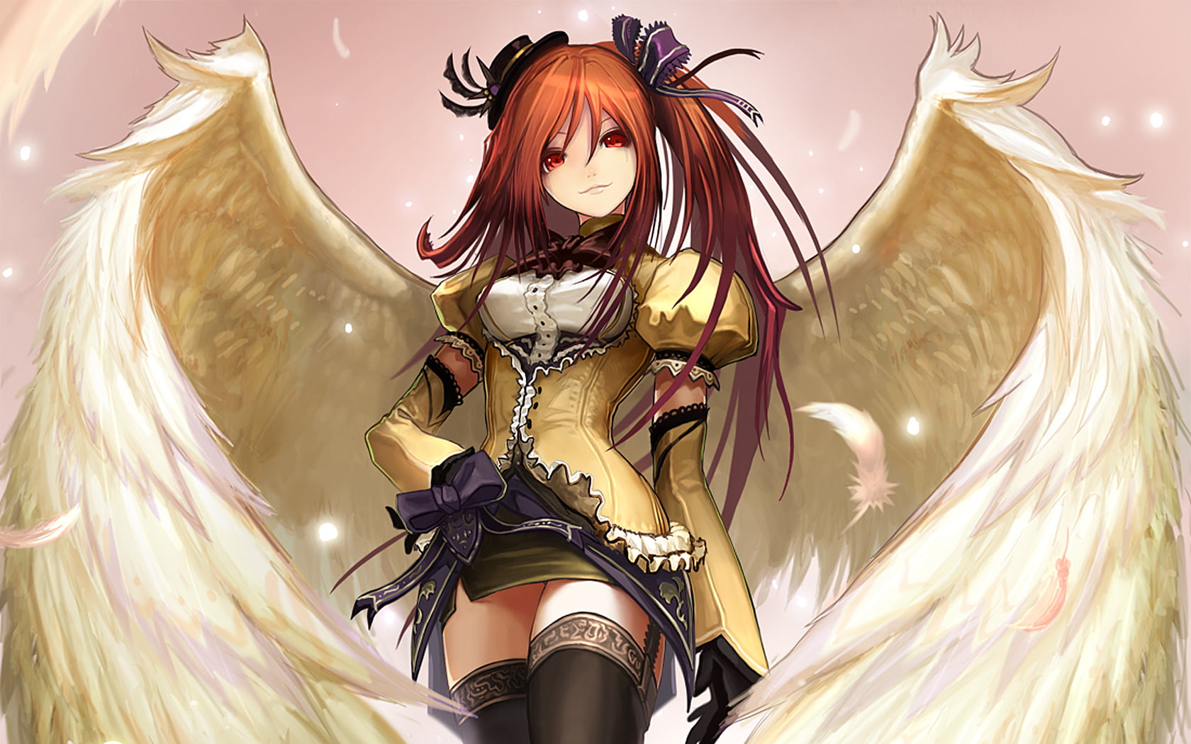 brown-haired female anime character, angel, anime girls, wings