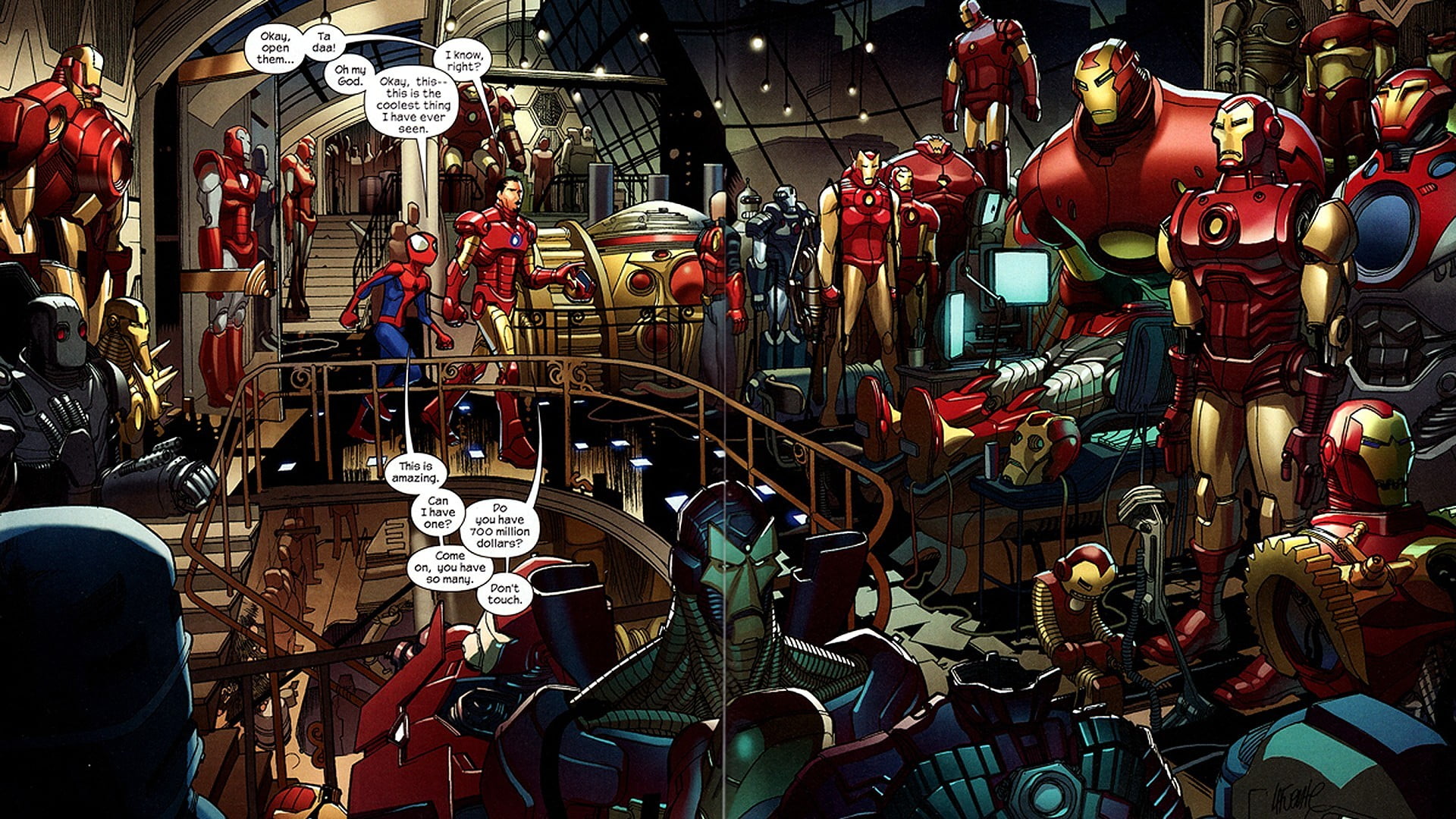 Iron Man digital wallpaper, comics, Spider-Man, Bender, cultures