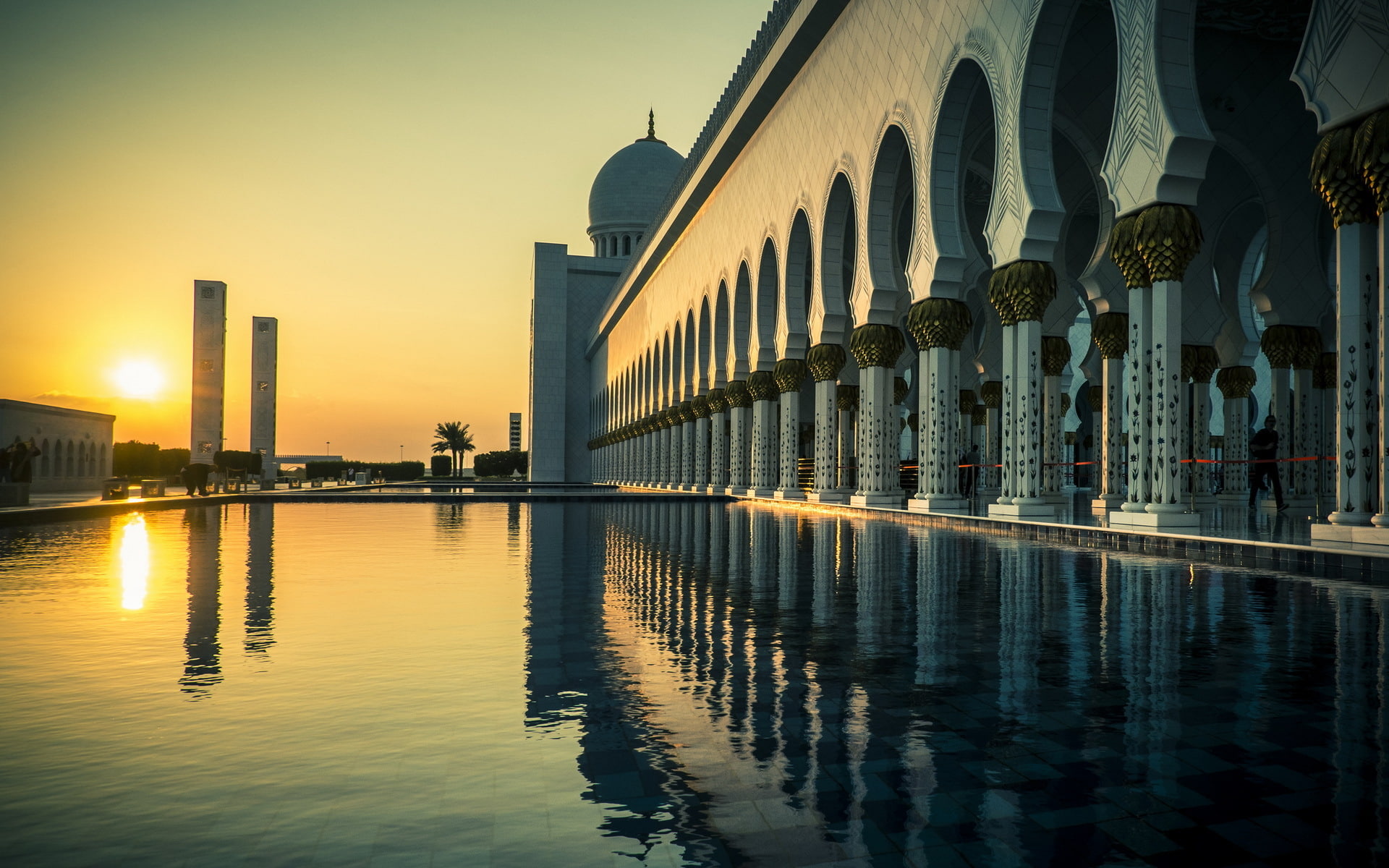 Grand Mosque Abu Dhabi Sunset, World, Religious, muslim