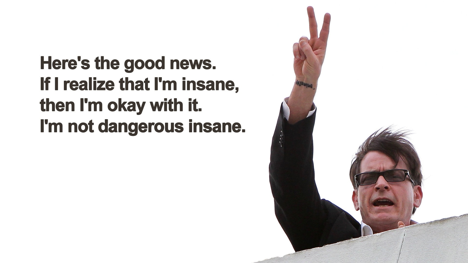 quotes peace funny insane charlie sheen two and a half men v sign 1920x1080  Entertainment Funny HD Art