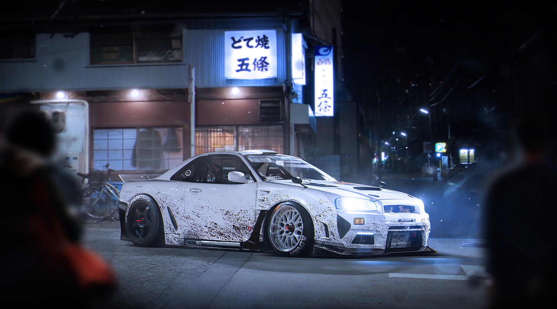 white coupe, Japan, Nissan, Car, Skyline, Tuning, Future, Sport