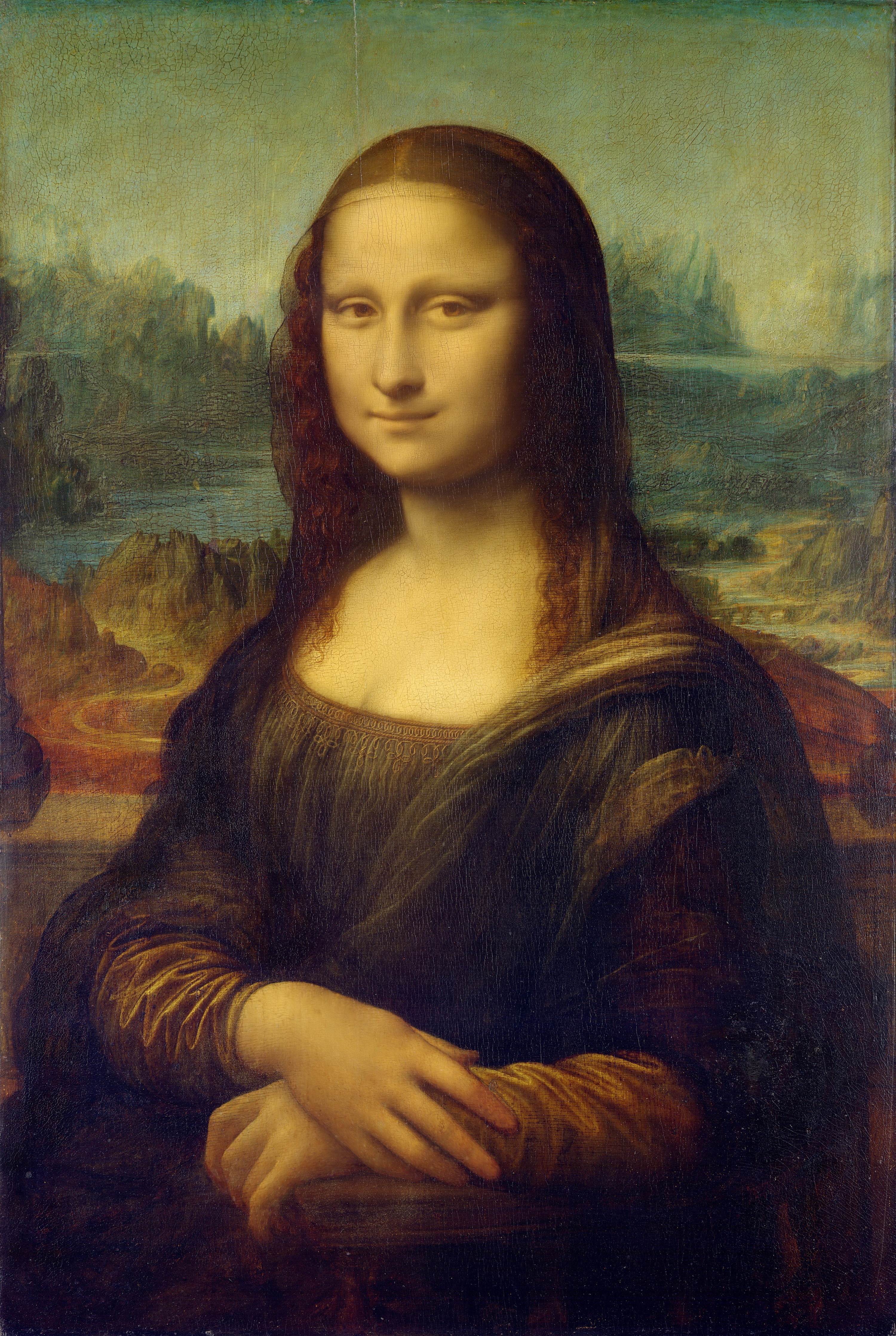 Monalisa by Leonardo Da Vinci painting, Mona Lisa, portrait, hairstyle