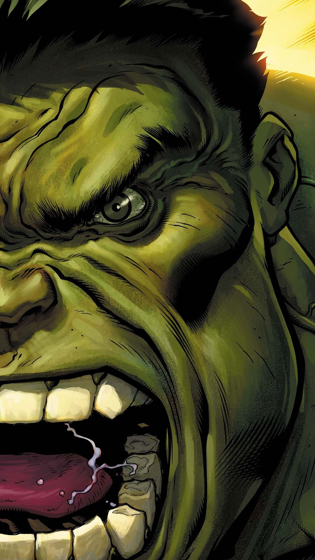 The Incredible Hulk illustration, green, eyes, angry, comic books