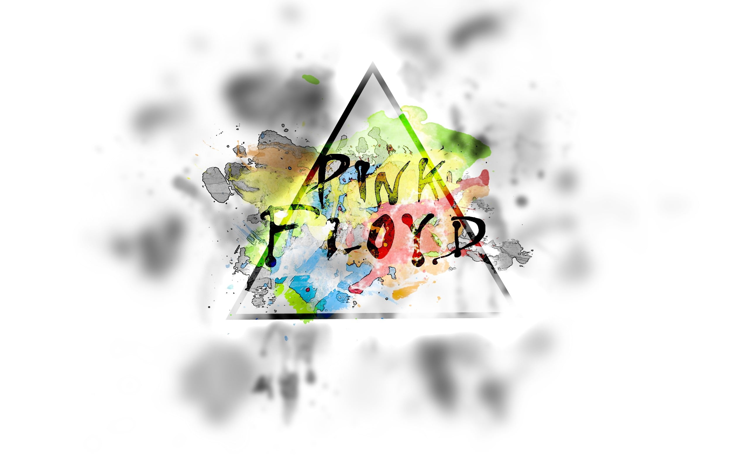 Pink Floyd logo, name, triangle, background, spray, abstract
