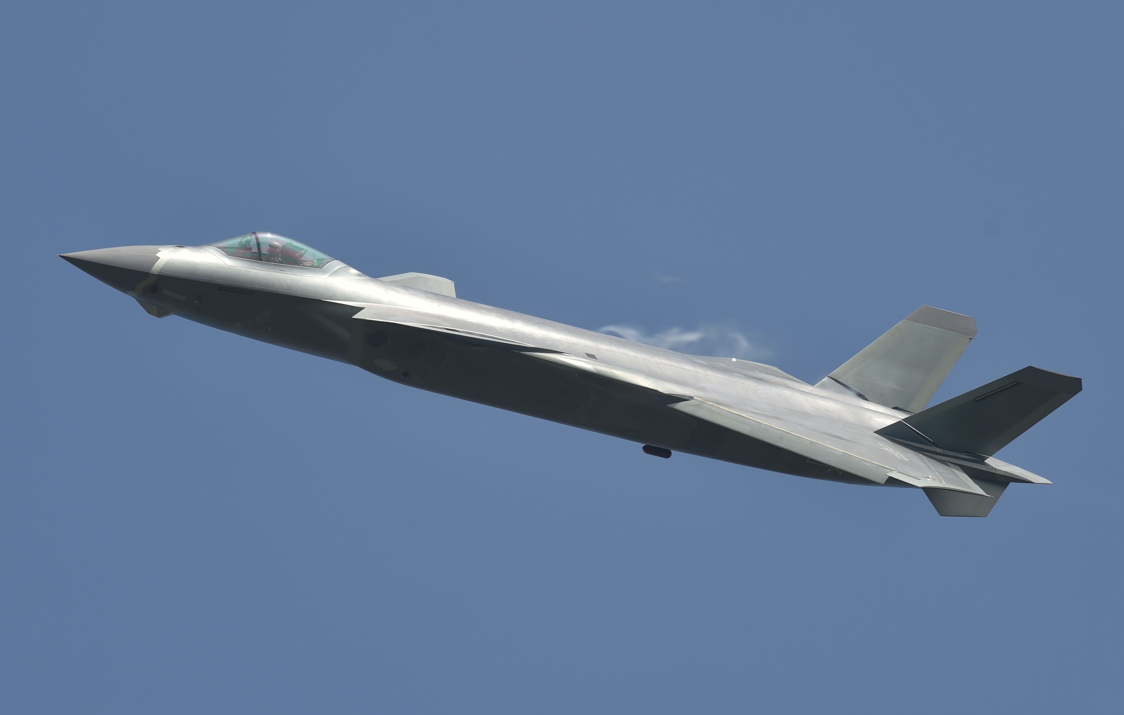 grey jet plane in mid-air, Chengdu J-20, Stealth fighter, People's Liberation Army Air Force