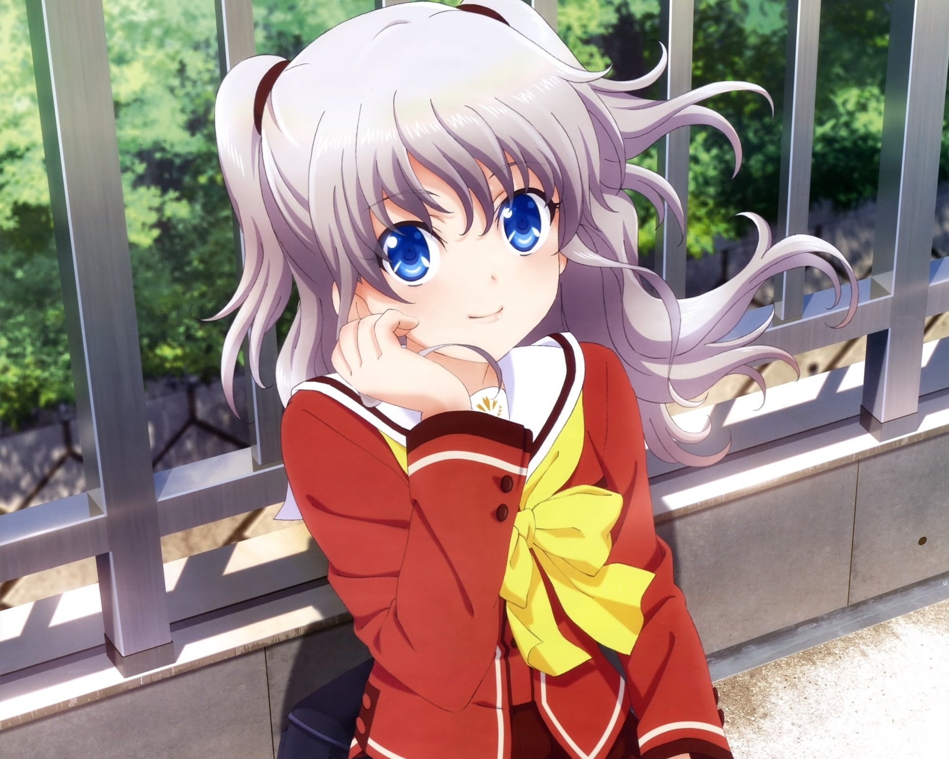 white-haired female anime character, Charlotte, Blue Eyes, Charlotte (Anime)