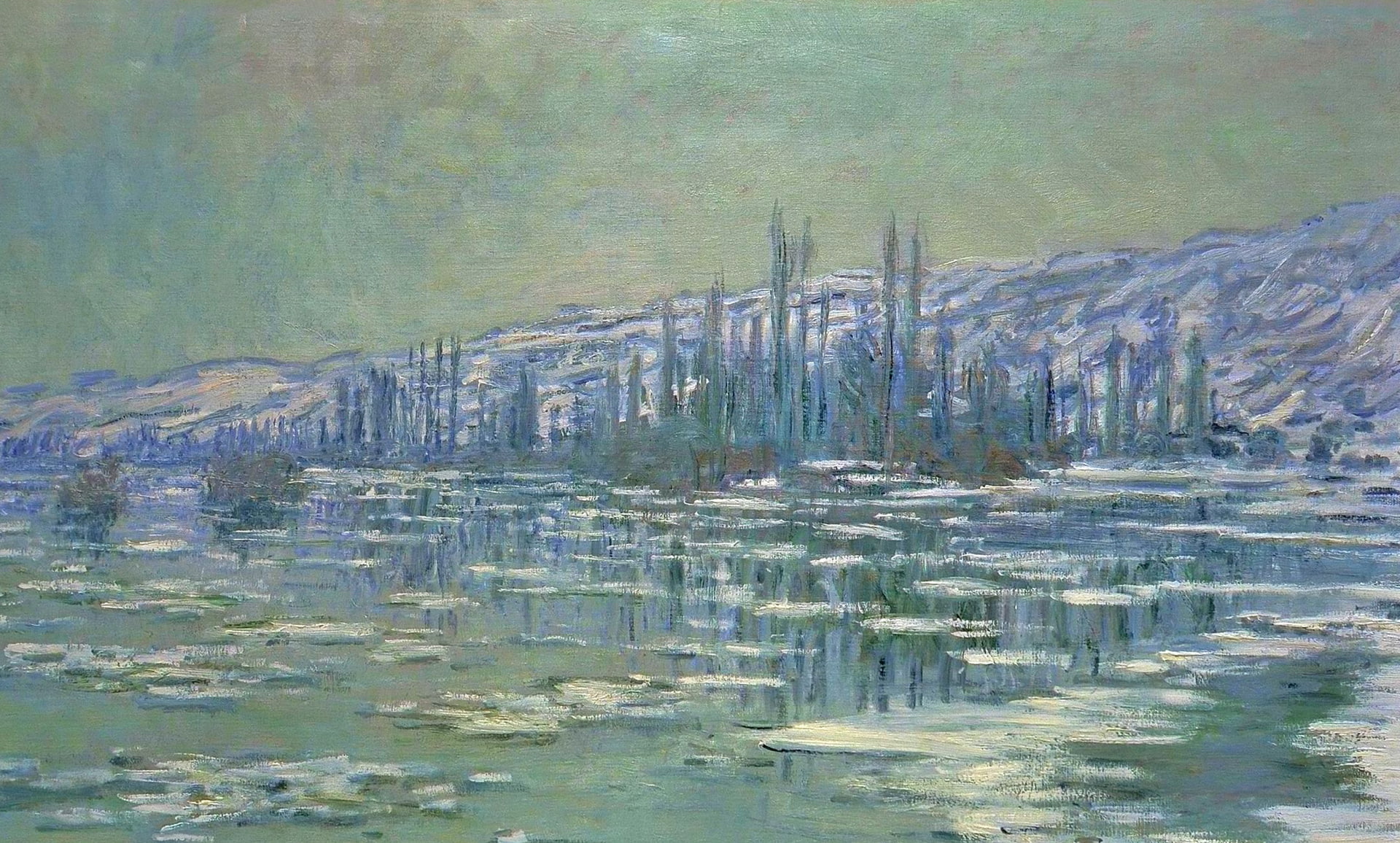 landscape, picture, Claude Monet, Ice floes on the Seine