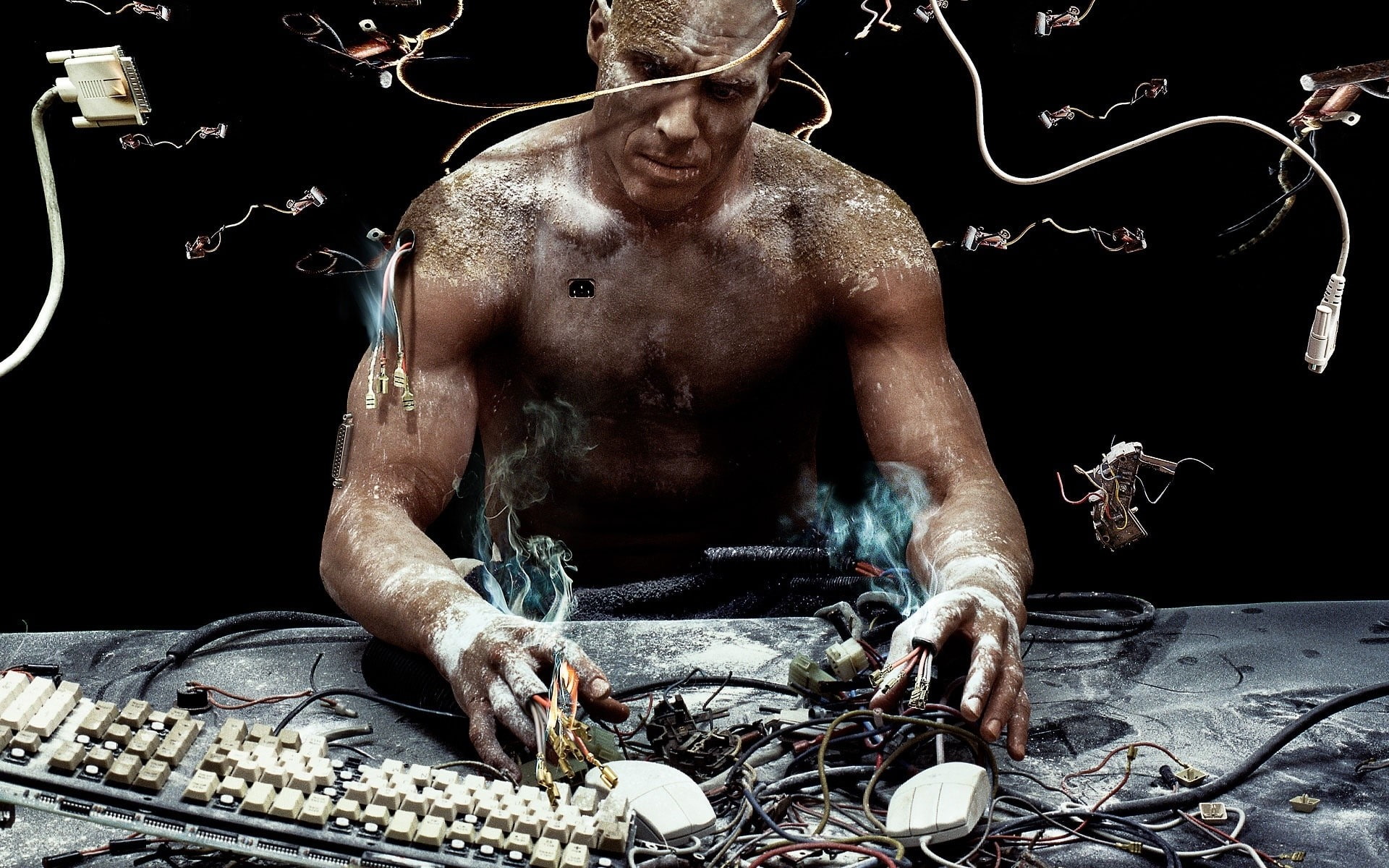 Man, Hacker, Computer, Explosion, Master, one person, front view